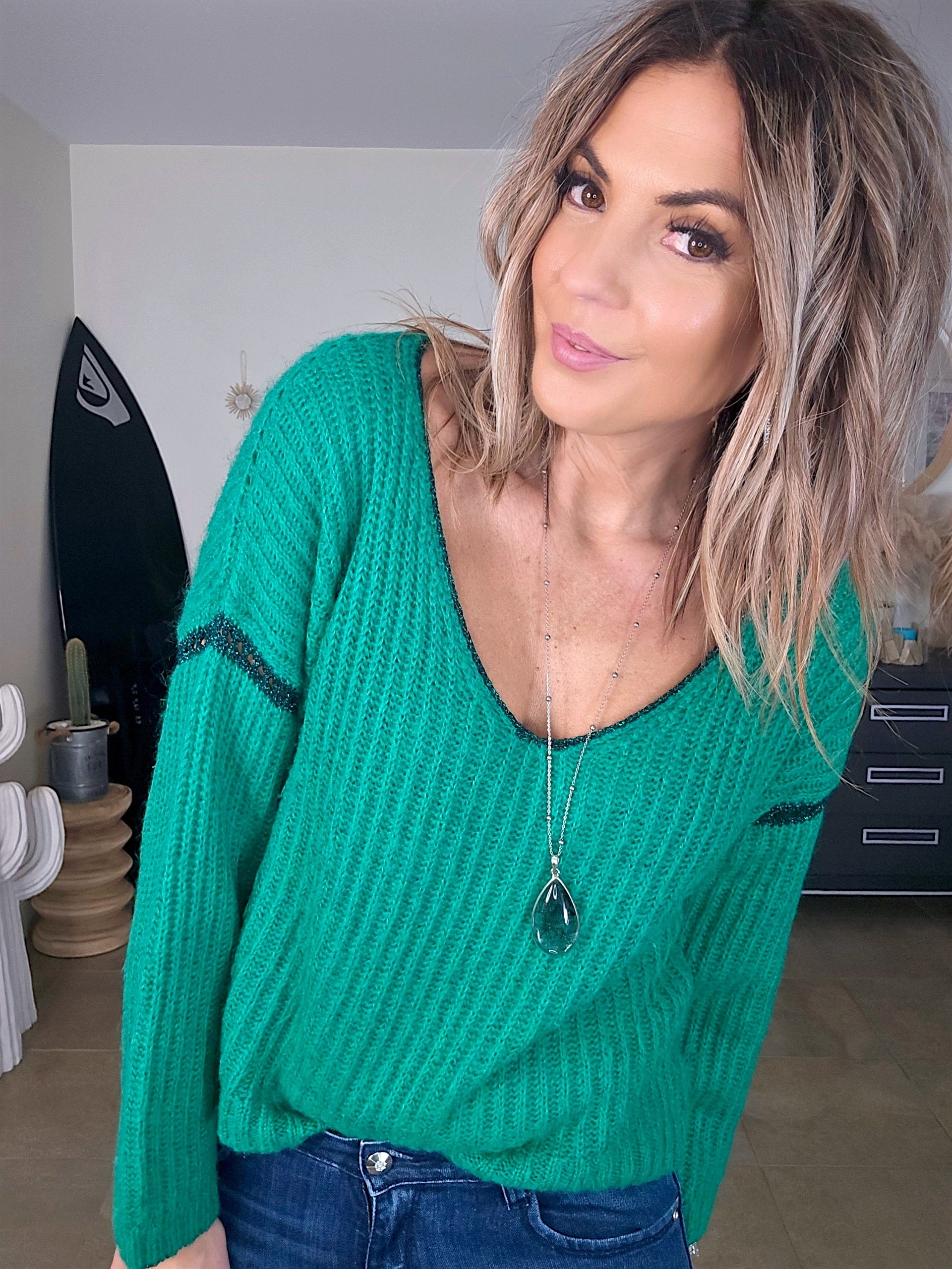 Pull vert à maille douce et chaude - 𝐌𝐚𝐫𝐢𝐧𝐚𝟒𝟒𝐟𝐚𝐦𝐢𝐥𝐲
