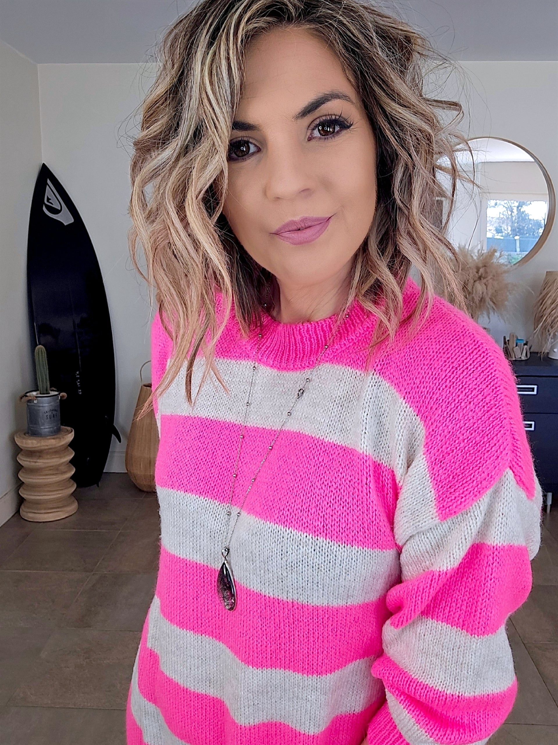 Robe pull rayé rose fluo - 𝐌𝐚𝐫𝐢𝐧𝐚𝟒𝟒𝐟𝐚𝐦𝐢𝐥𝐲