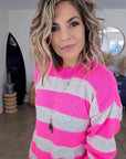 Robe pull rayé rose fluo - 𝐌𝐚𝐫𝐢𝐧𝐚𝟒𝟒𝐟𝐚𝐦𝐢𝐥𝐲