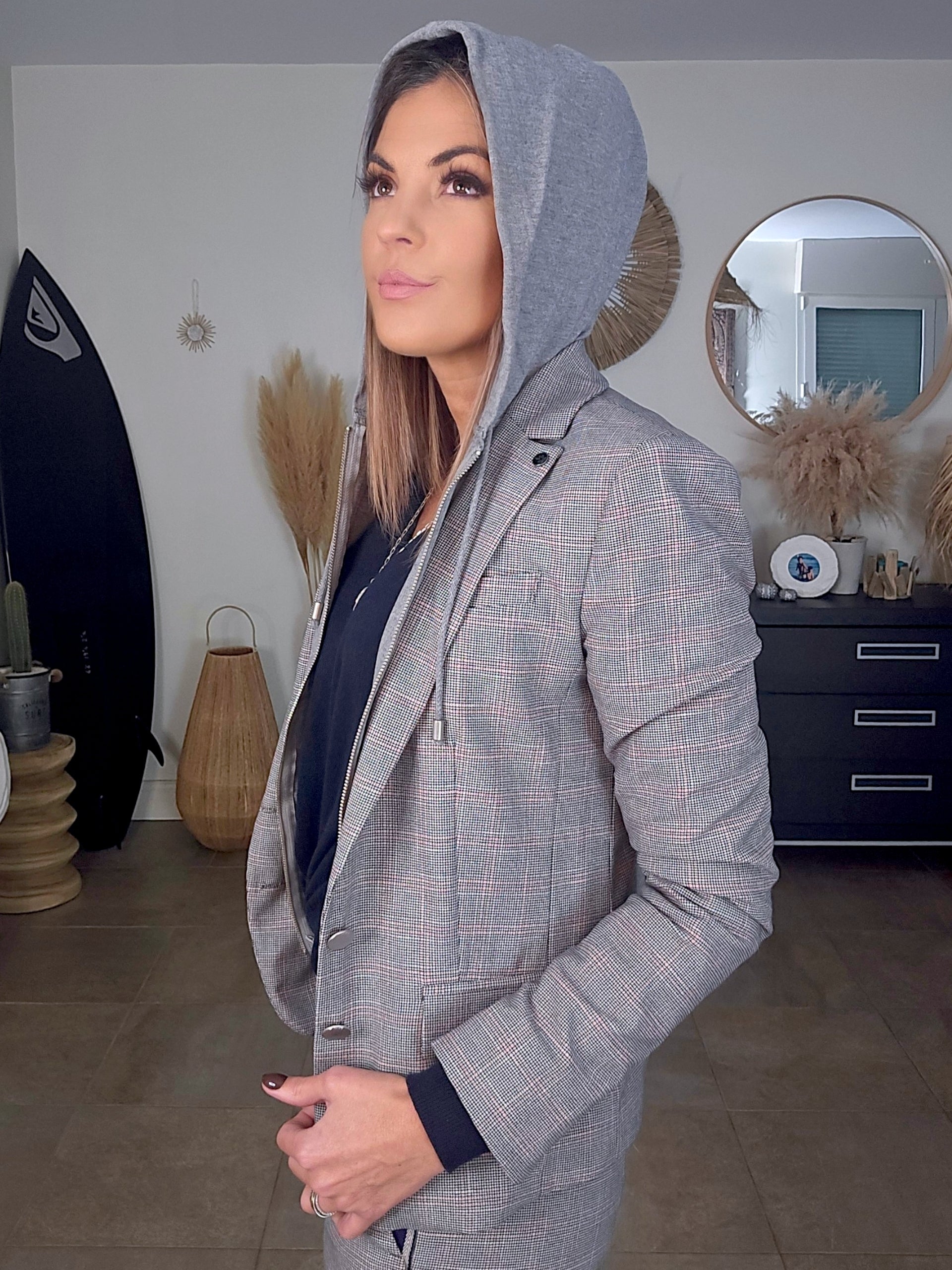 Veste à capuche à imprimé à carreaux - 𝐌𝐚𝐫𝐢𝐧𝐚𝟒𝟒𝐟𝐚𝐦𝐢𝐥𝐲