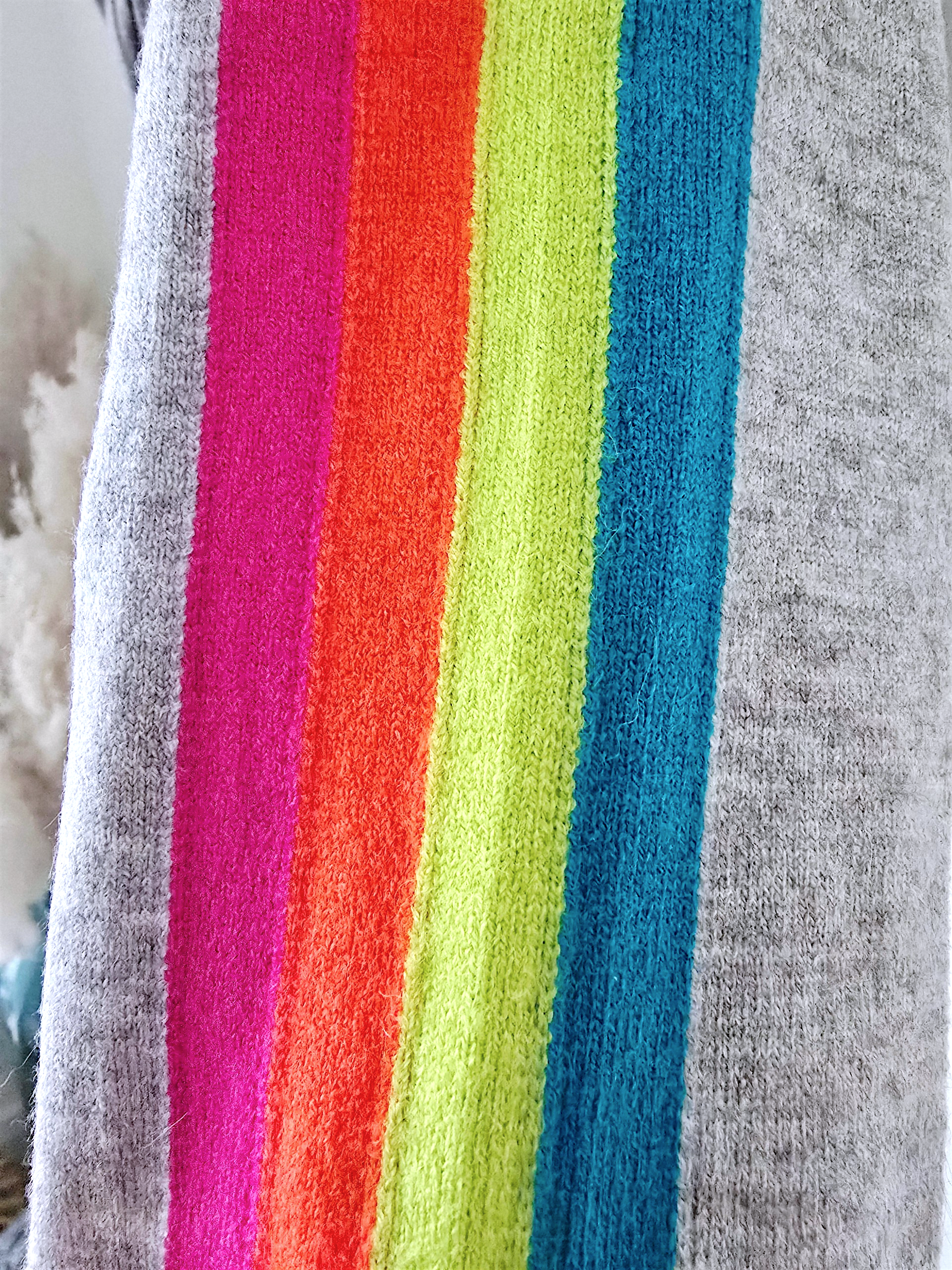 Pull gris clair à bandes latérales arc-en-ciel - 𝐌𝐚𝐫𝐢𝐧𝐚𝟒𝟒𝐟𝐚𝐦𝐢𝐥𝐲