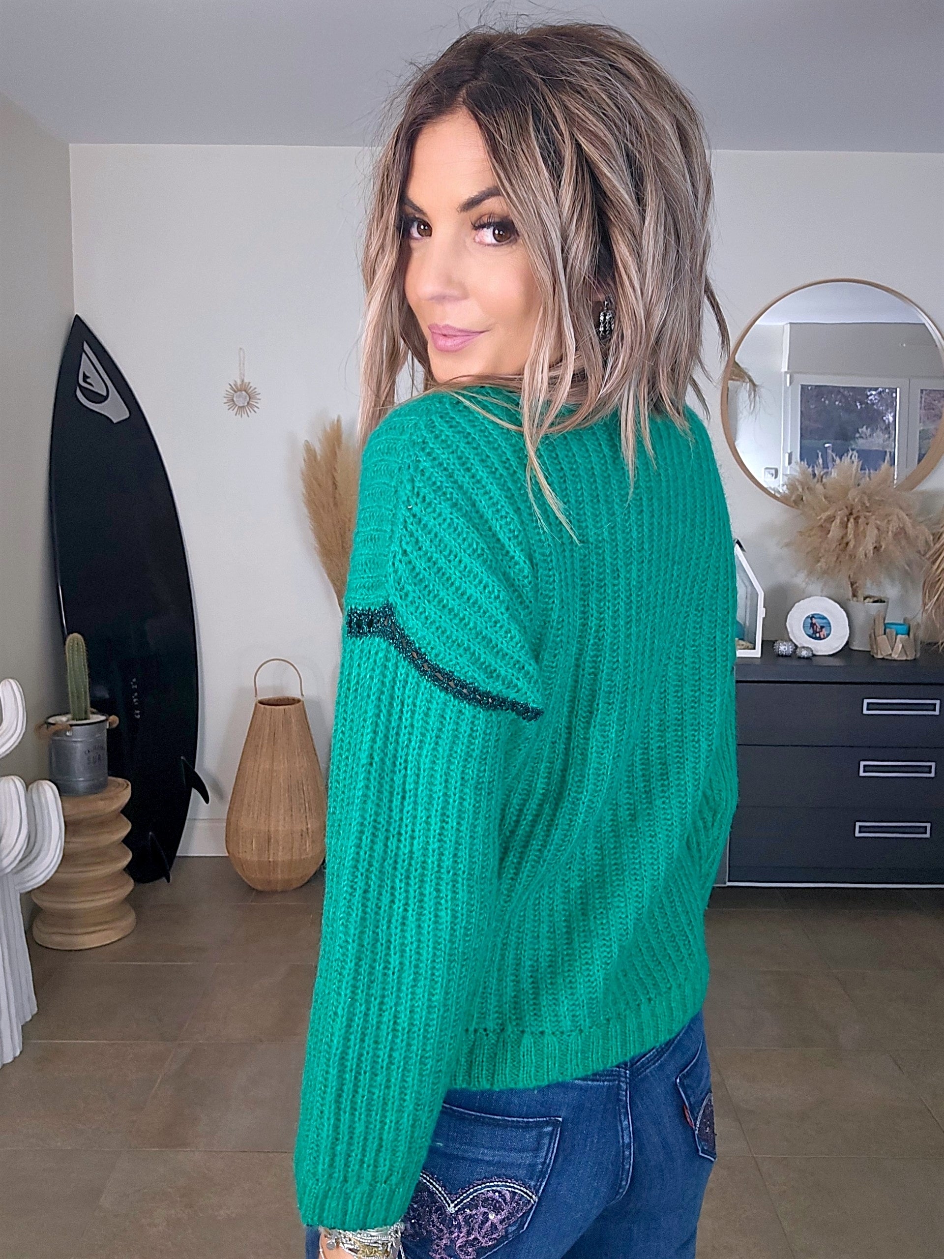 Pull vert à maille douce et chaude - 𝐌𝐚𝐫𝐢𝐧𝐚𝟒𝟒𝐟𝐚𝐦𝐢𝐥𝐲