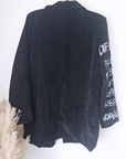 Veste en velours noir délavé à tags + pin's skull - 𝐌𝐚𝐫𝐢𝐧𝐚𝟒𝟒𝐟𝐚𝐦𝐢𝐥𝐲