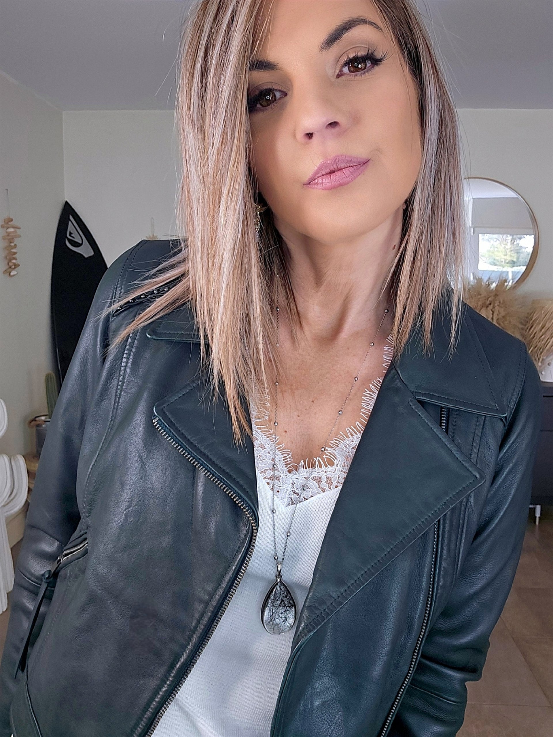 Perfecto vert 100% cuir - 𝐌𝐚𝐫𝐢𝐧𝐚𝟒𝟒𝐟𝐚𝐦𝐢𝐥𝐲