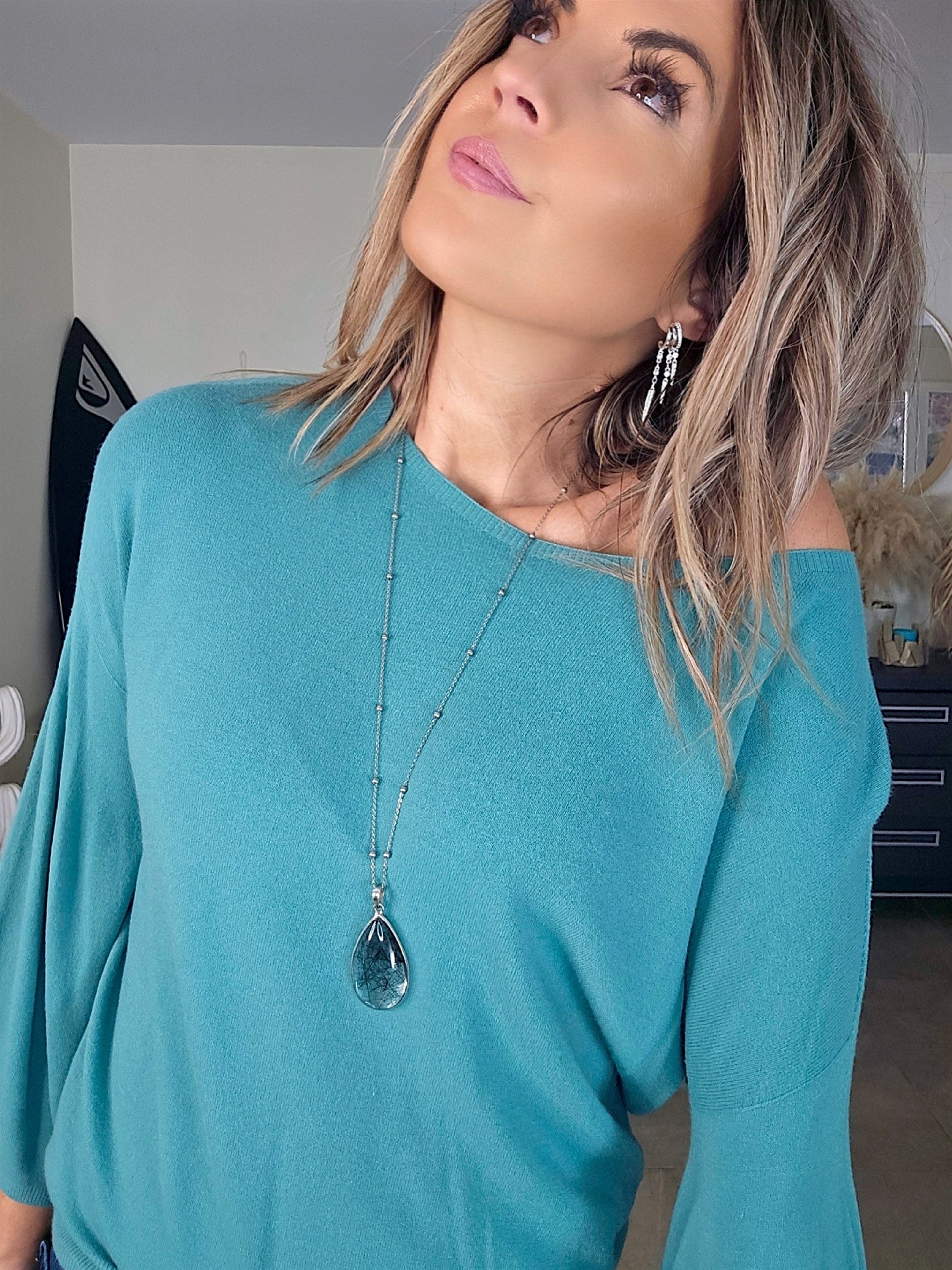 Pull bleu à maille fine - 𝐌𝐚𝐫𝐢𝐧𝐚𝟒𝟒𝐟𝐚𝐦𝐢𝐥𝐲