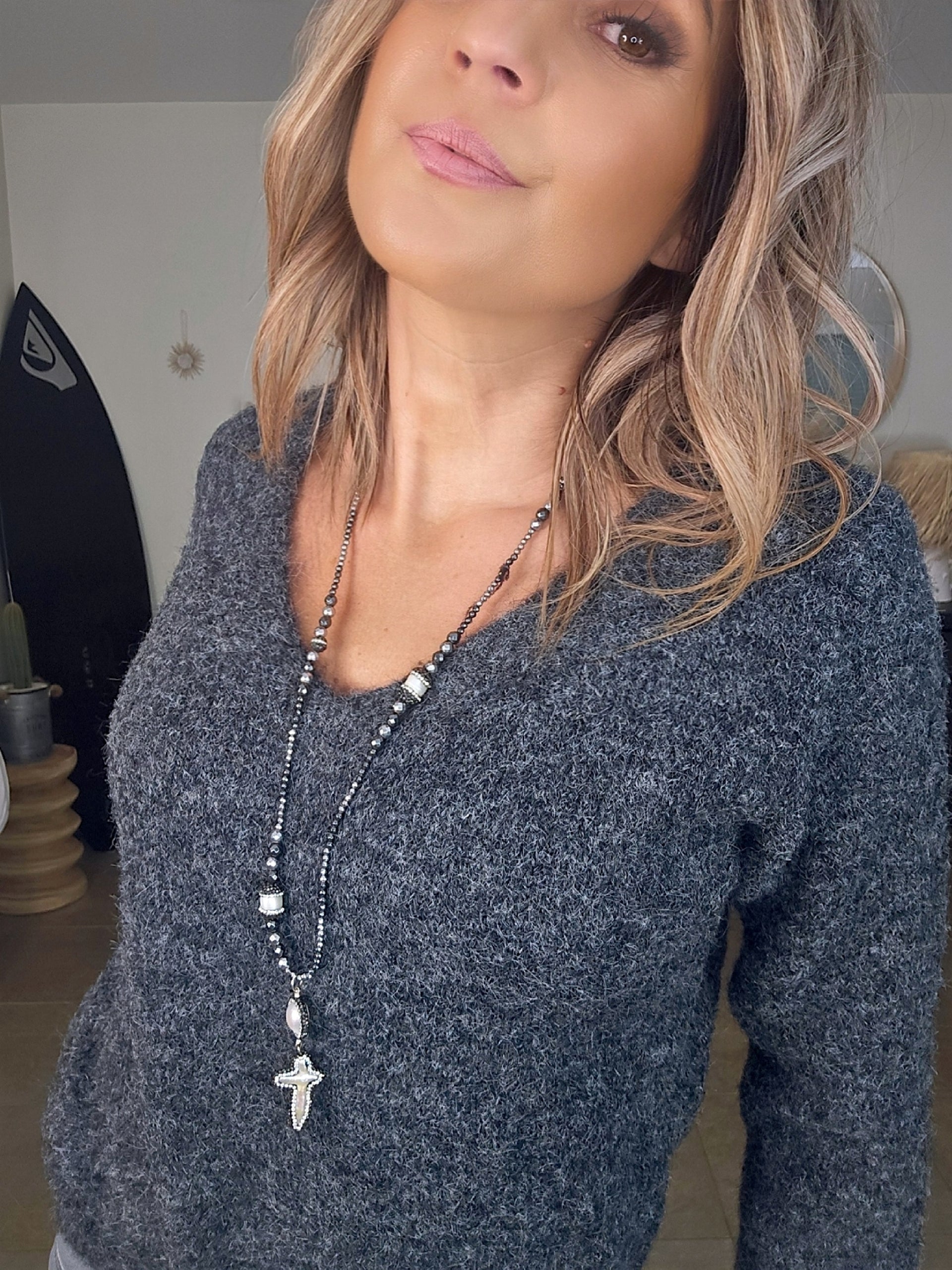Pull gris anthracite à maille douce et chaude - 𝐌𝐚𝐫𝐢𝐧𝐚𝟒𝟒𝐟𝐚𝐦𝐢𝐥𝐲