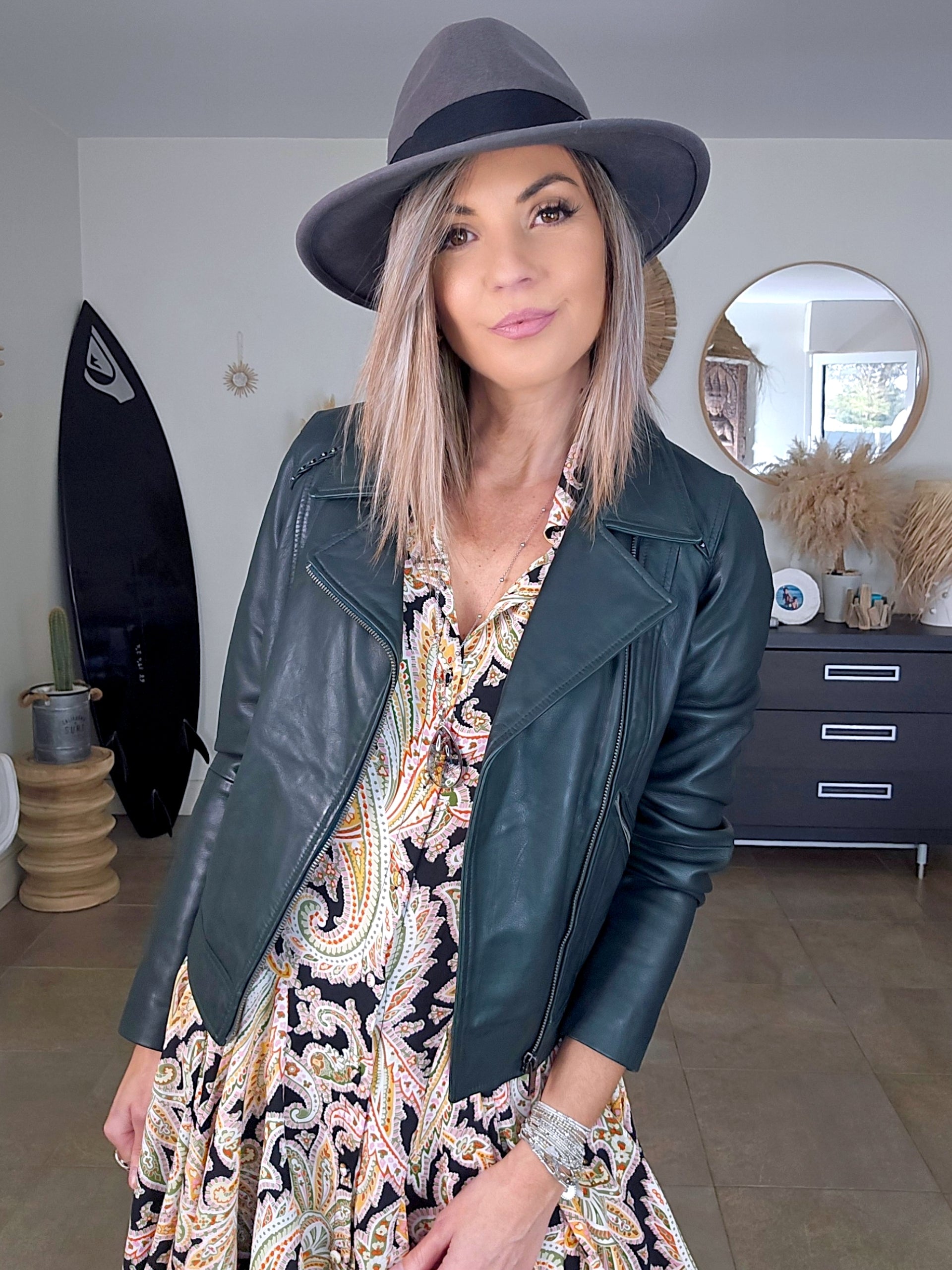 Perfecto vert 100% cuir - 𝐌𝐚𝐫𝐢𝐧𝐚𝟒𝟒𝐟𝐚𝐦𝐢𝐥𝐲