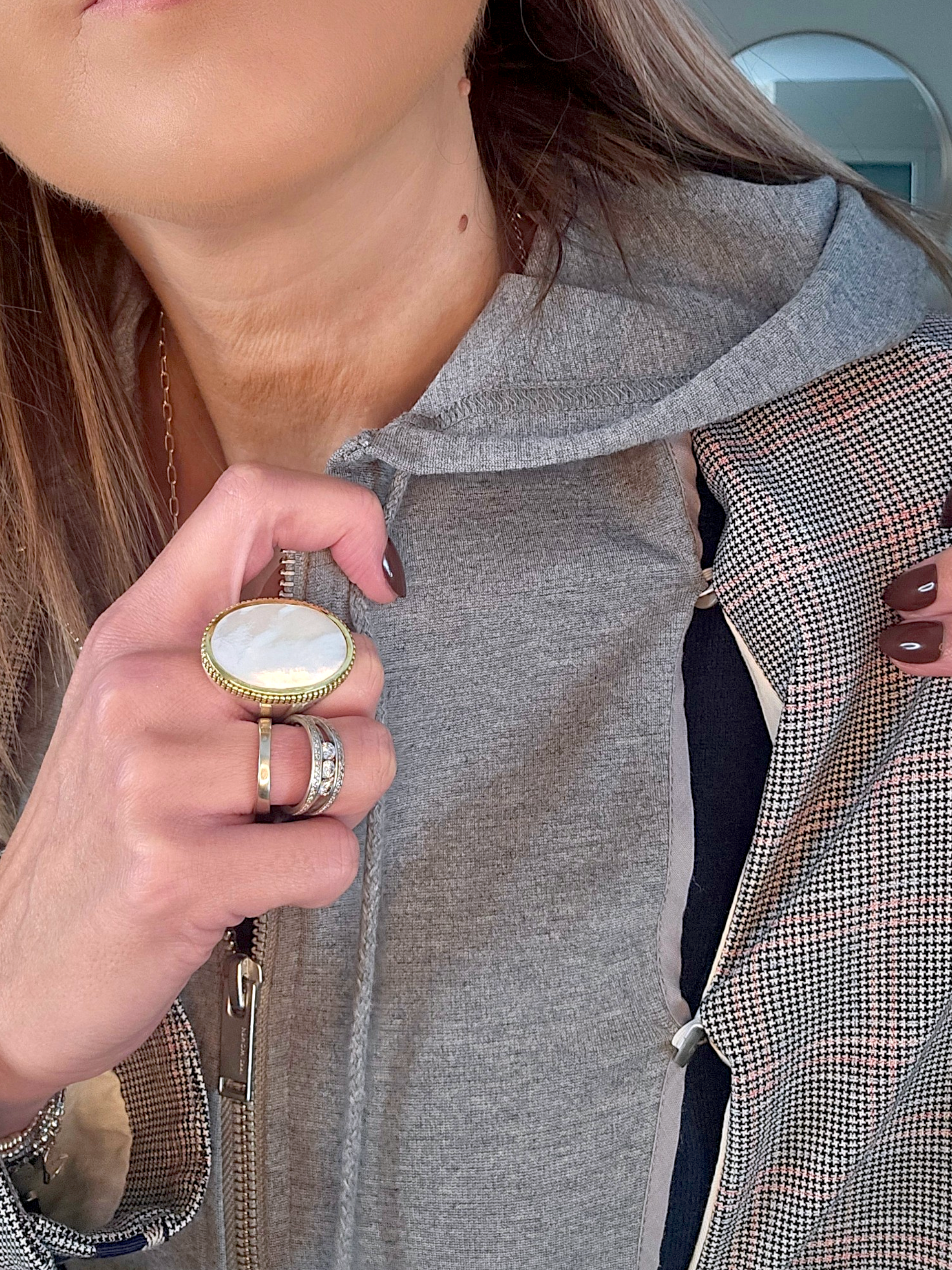 Veste à capuche à imprimé à carreaux - 𝐌𝐚𝐫𝐢𝐧𝐚𝟒𝟒𝐟𝐚𝐦𝐢𝐥𝐲
