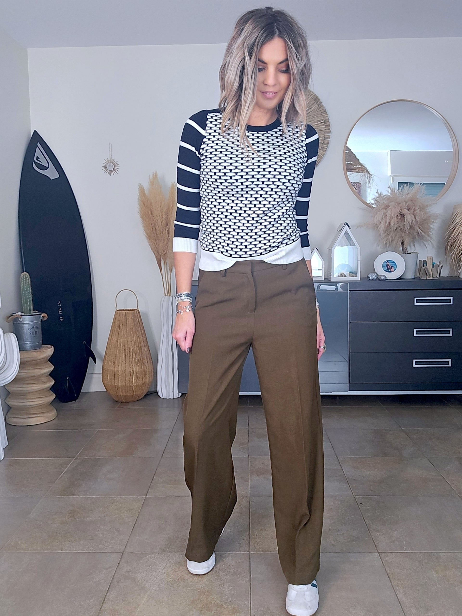 Pantalon chic palazzo kaki / marron - 𝐌𝐚𝐫𝐢𝐧𝐚𝟒𝟒𝐟𝐚𝐦𝐢𝐥𝐲