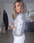 Cardigan marinière à imprimé bandana - 𝐌𝐚𝐫𝐢𝐧𝐚𝟒𝟒𝐟𝐚𝐦𝐢𝐥𝐲