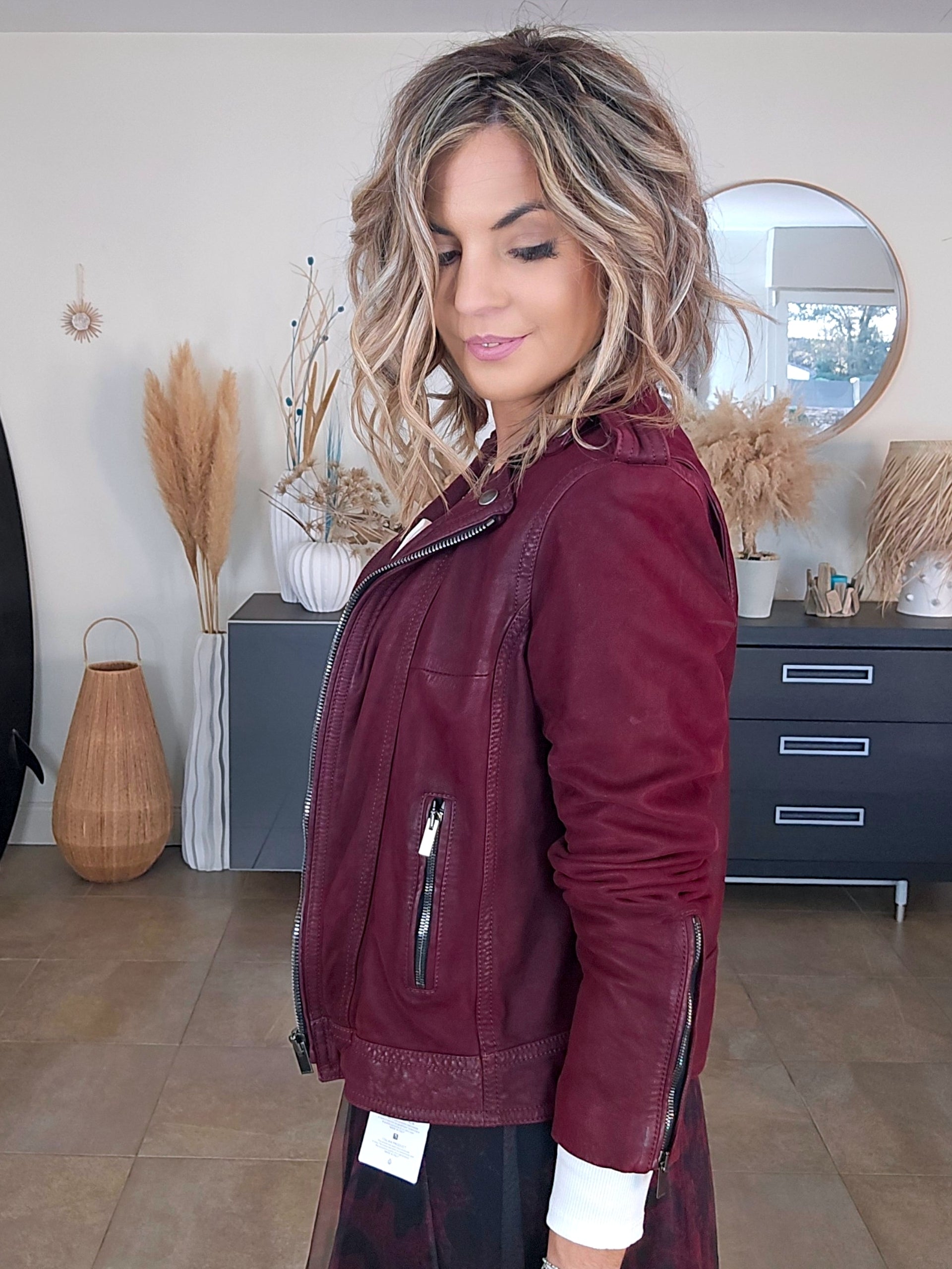 Perfecto aubergine 100% cuir - 𝐌𝐚𝐫𝐢𝐧𝐚𝟒𝟒𝐟𝐚𝐦𝐢𝐥𝐲