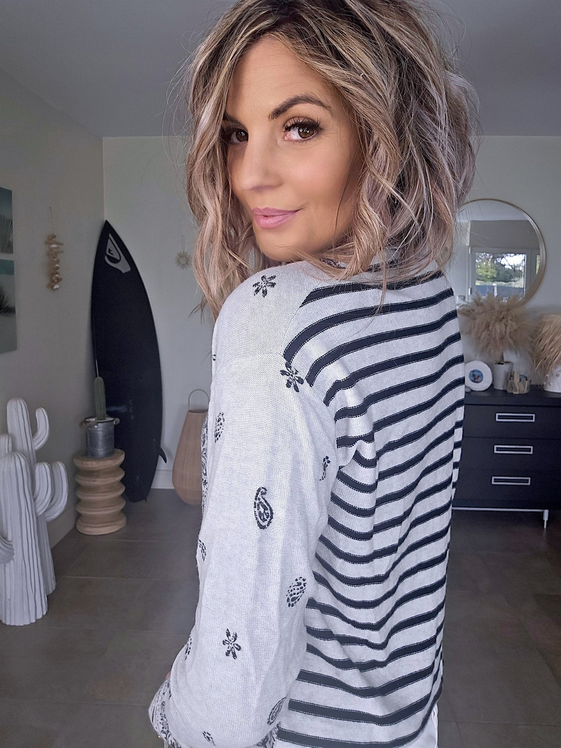 Cardigan marinière à imprimé bandana - 𝐌𝐚𝐫𝐢𝐧𝐚𝟒𝟒𝐟𝐚𝐦𝐢𝐥𝐲