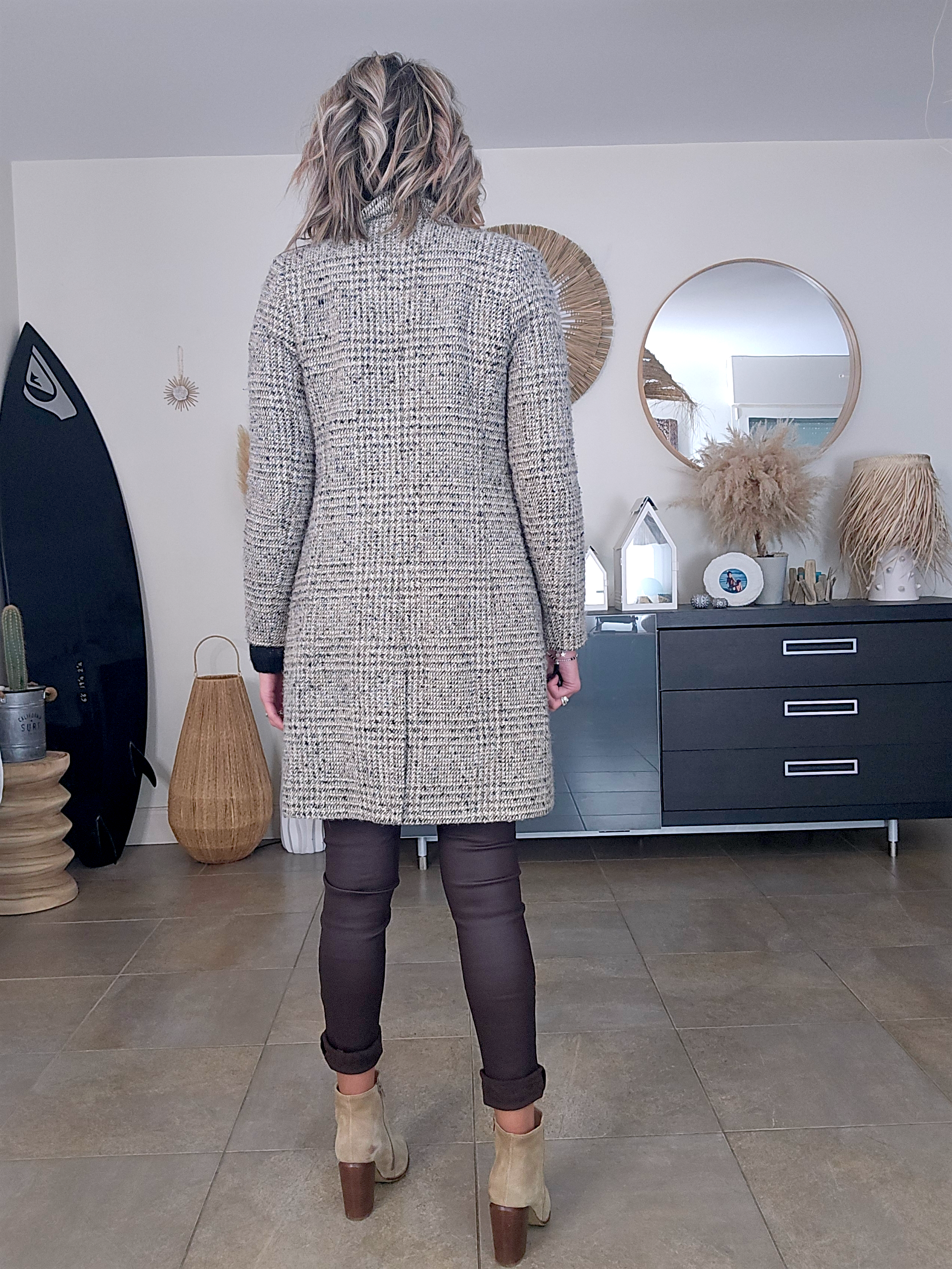 Manteau tweed beige et marron-kaki - 𝐌𝐚𝐫𝐢𝐧𝐚𝟒𝟒𝐟𝐚𝐦𝐢𝐥𝐲