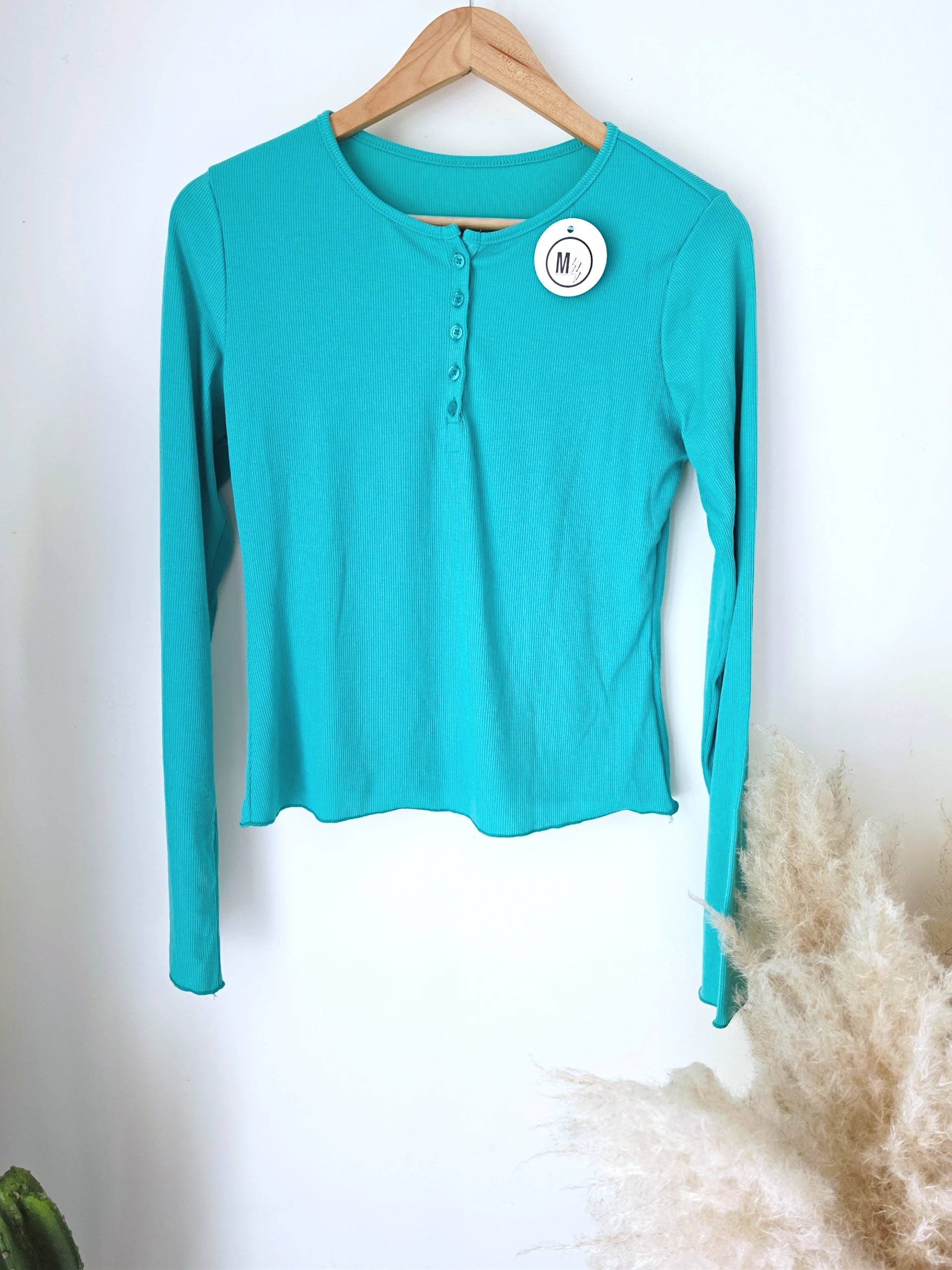 T-shirt bleu/vert à maille côtelée - 𝐌𝐚𝐫𝐢𝐧𝐚𝟒𝟒𝐟𝐚𝐦𝐢𝐥𝐲