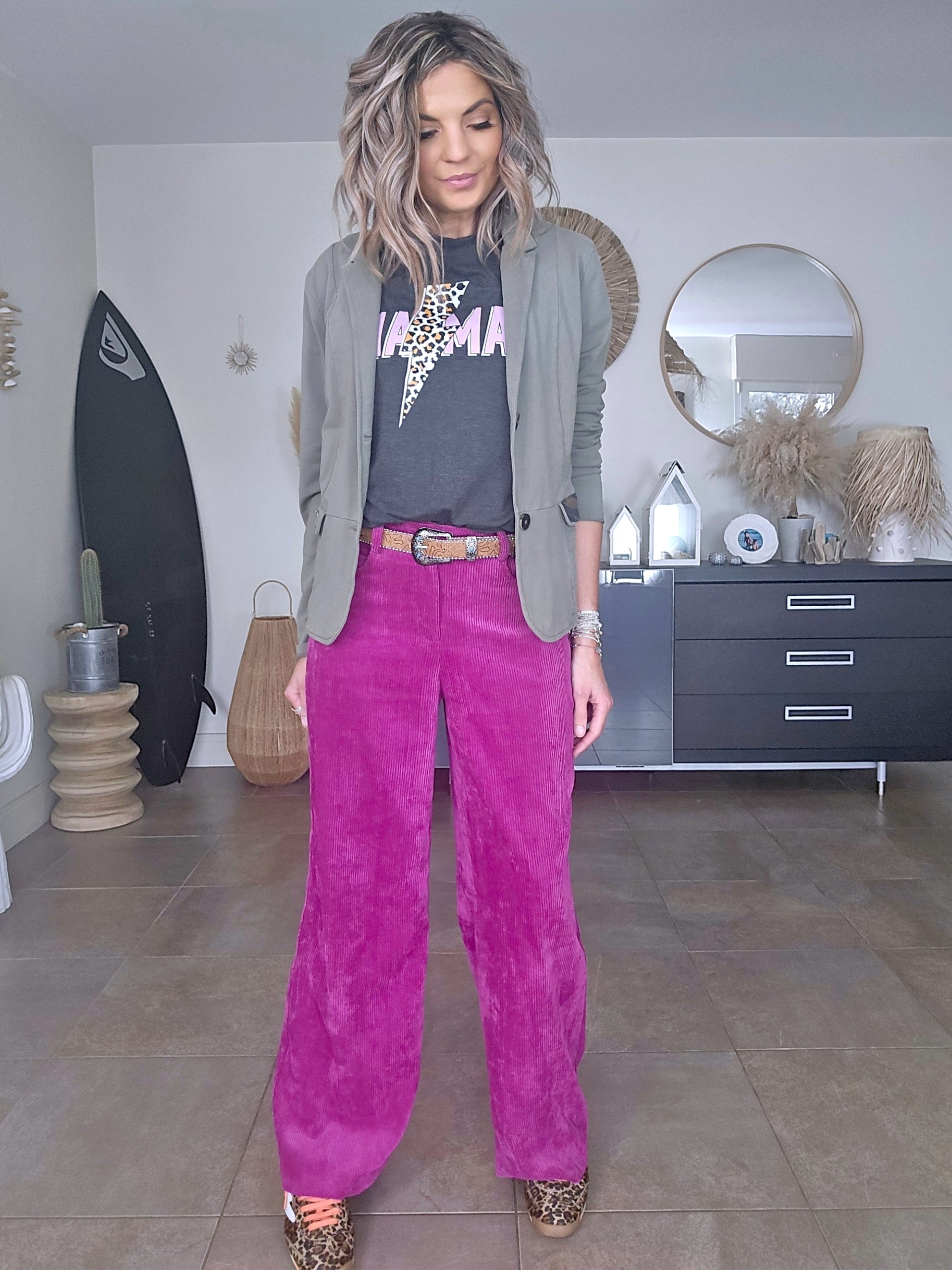 Pantalon velours rose framboise - 𝐌𝐚𝐫𝐢𝐧𝐚𝟒𝟒𝐟𝐚𝐦𝐢𝐥𝐲