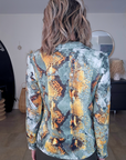 Veste cintrée à imprimé python vert et jaune, munie de strass - 𝐌𝐚𝐫𝐢𝐧𝐚𝟒𝟒𝐟𝐚𝐦𝐢𝐥𝐲
