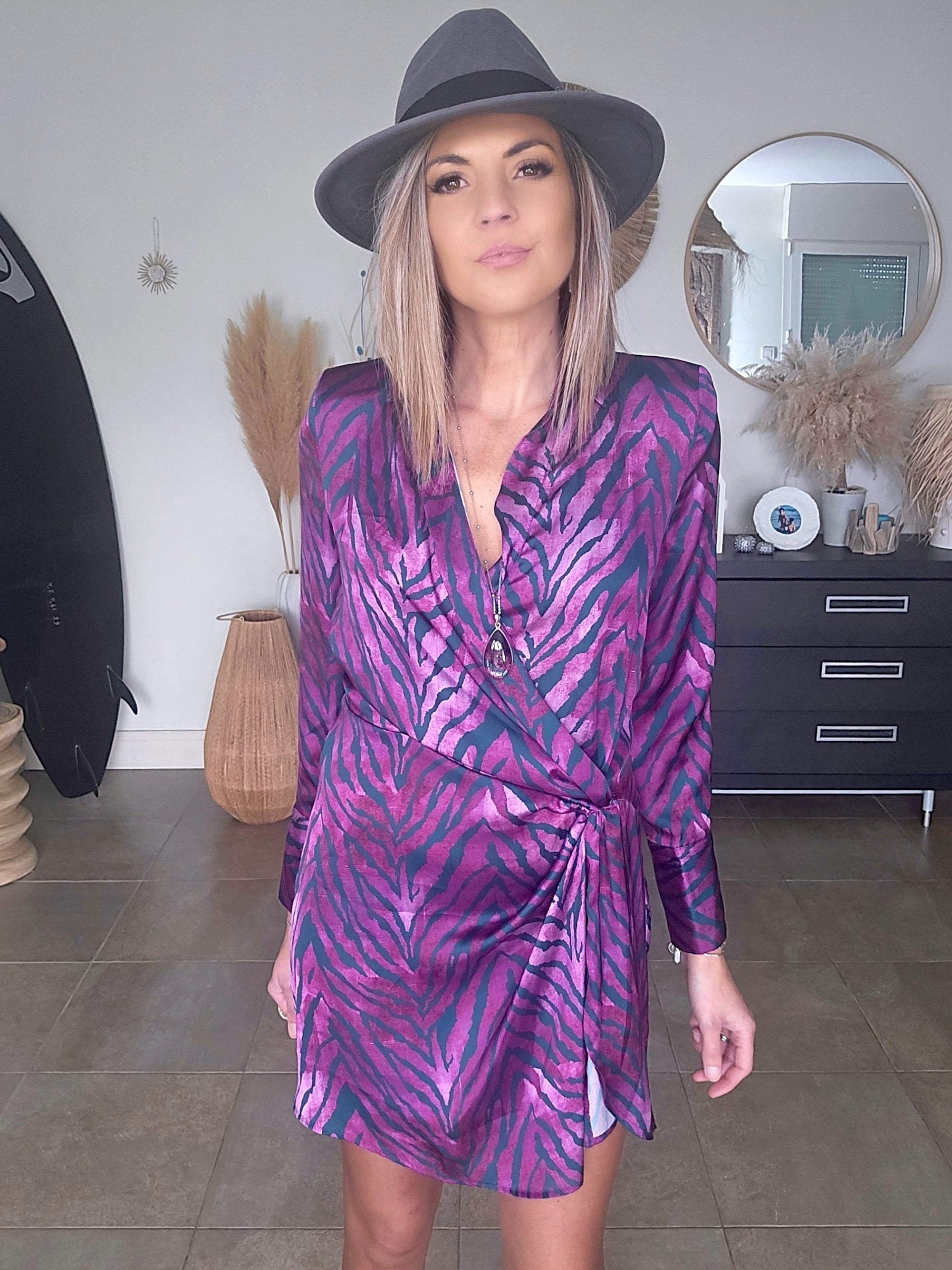 Robe portefeuille zébrée violette - 𝐌𝐚𝐫𝐢𝐧𝐚𝟒𝟒𝐟𝐚𝐦𝐢𝐥𝐲