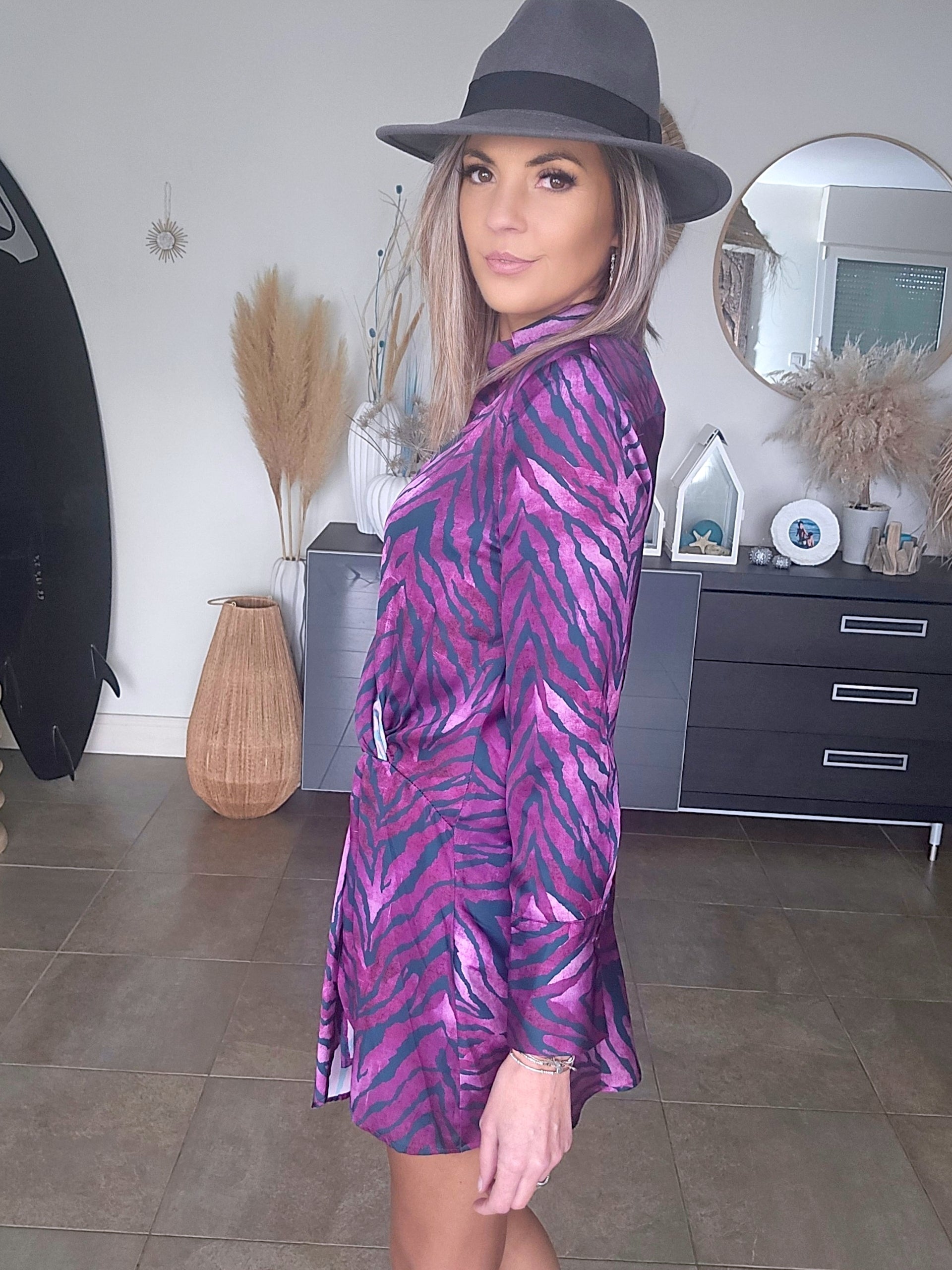 Robe portefeuille zébrée violette - 𝐌𝐚𝐫𝐢𝐧𝐚𝟒𝟒𝐟𝐚𝐦𝐢𝐥𝐲