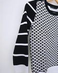 Pull noir et blanc imprimé géométrique - 𝐌𝐚𝐫𝐢𝐧𝐚𝟒𝟒𝐟𝐚𝐦𝐢𝐥𝐲