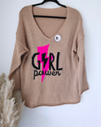 Pull tunique beige girl power - 𝐌𝐚𝐫𝐢𝐧𝐚𝟒𝟒𝐟𝐚𝐦𝐢𝐥𝐲