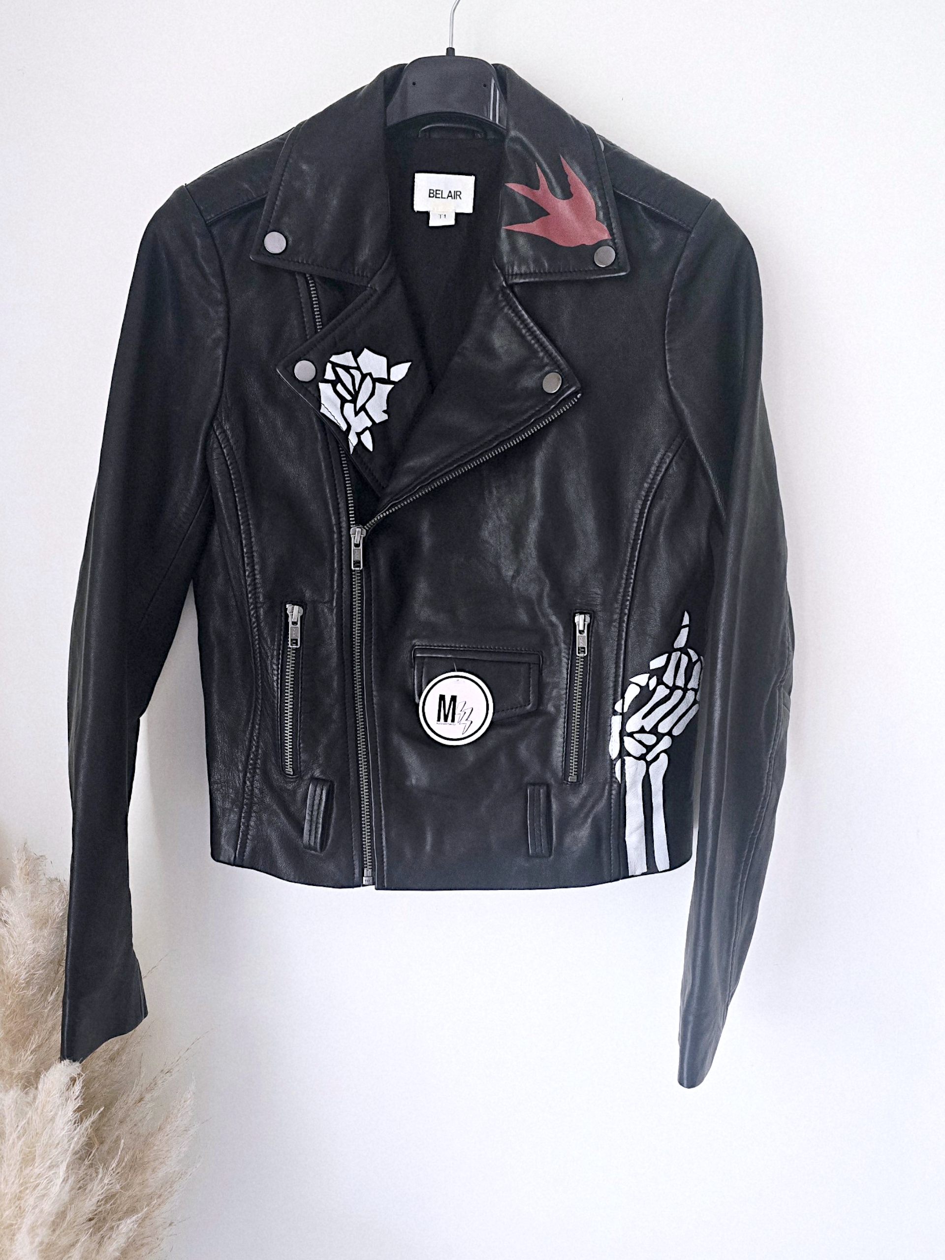 Perfecto noir 100% cuir à tags - 𝐌𝐚𝐫𝐢𝐧𝐚𝟒𝟒𝐟𝐚𝐦𝐢𝐥𝐲