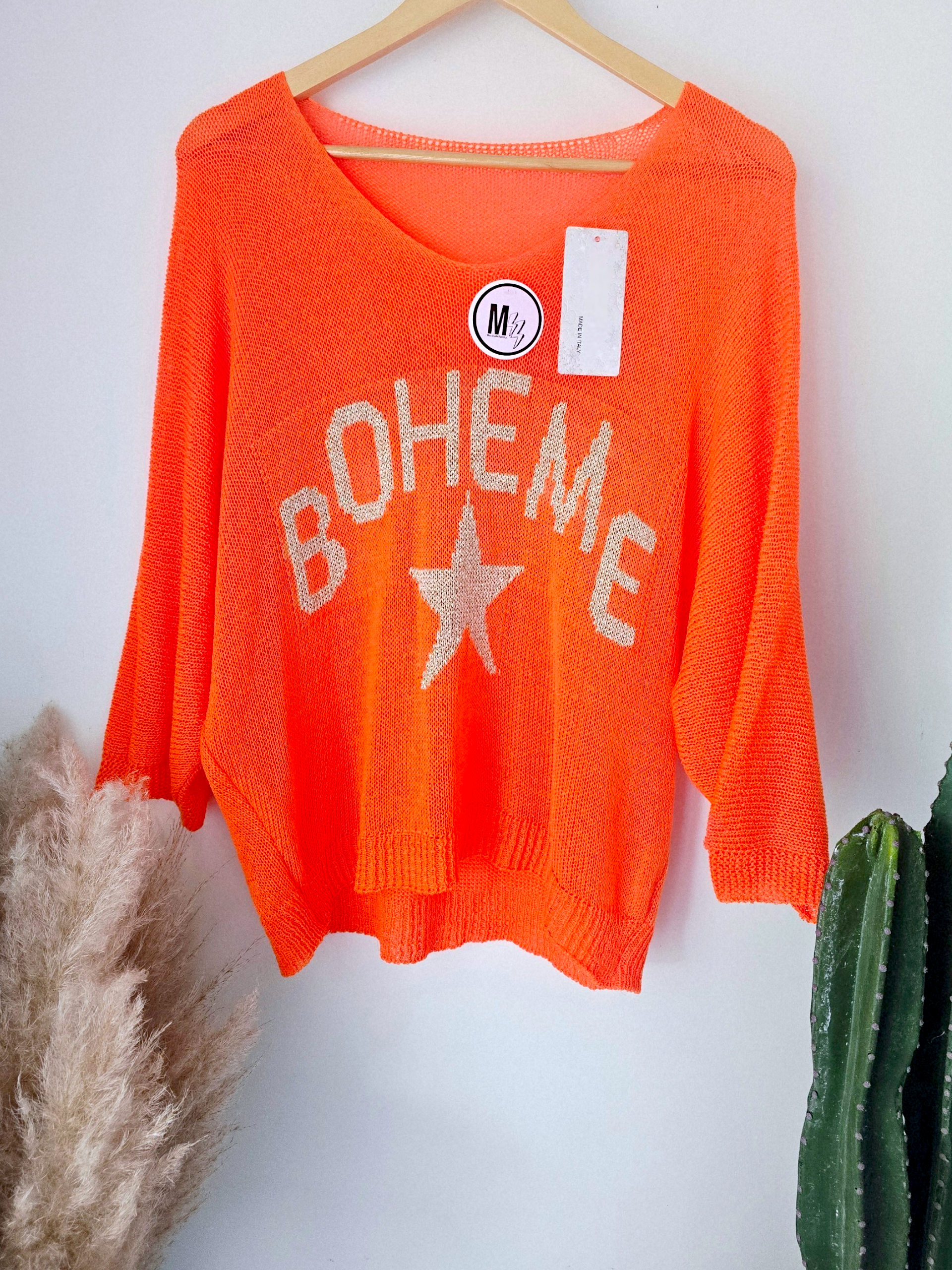 Pull orange fluo bohème - 𝐌𝐚𝐫𝐢𝐧𝐚𝟒𝟒𝐟𝐚𝐦𝐢𝐥𝐲