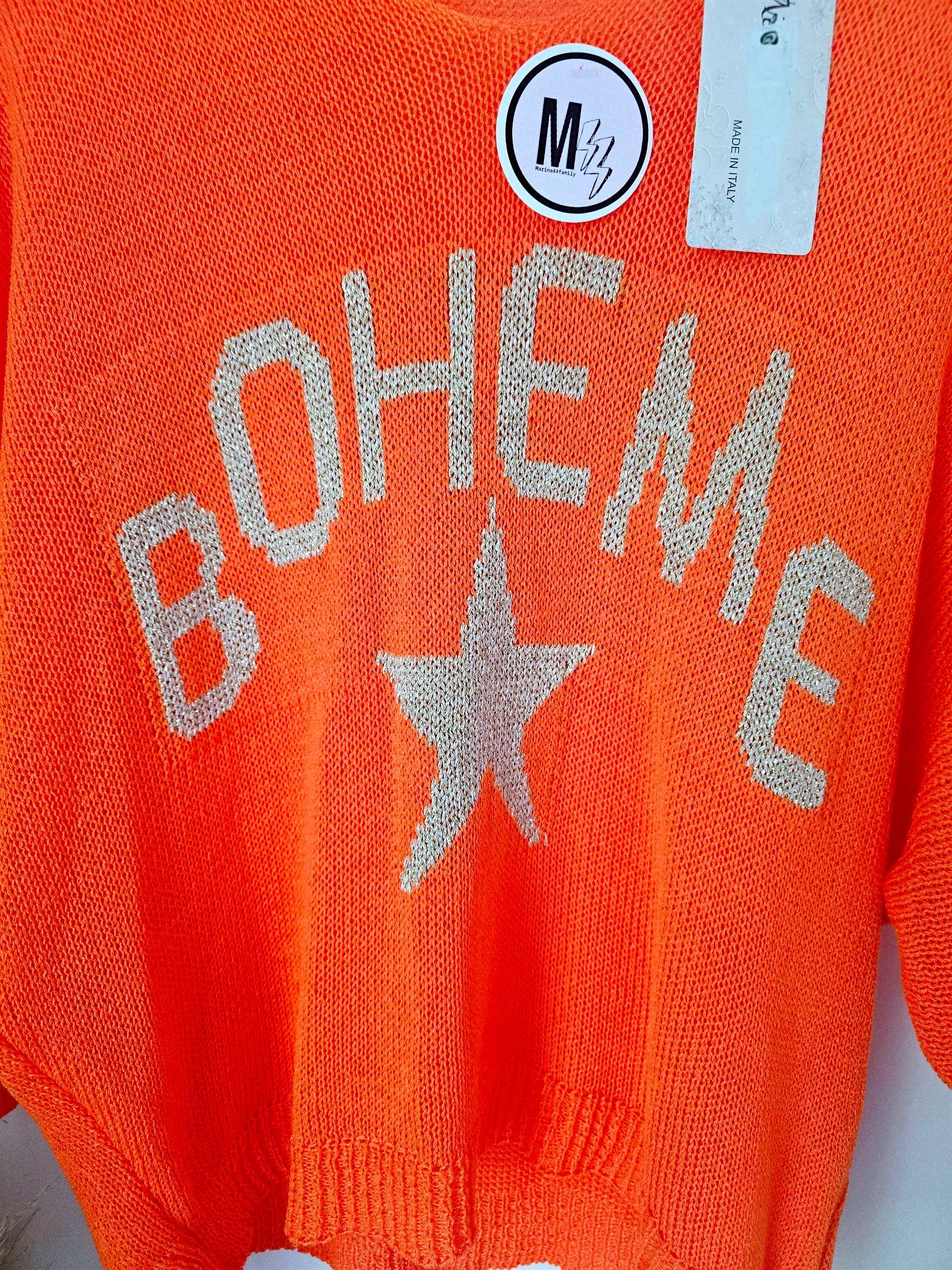 Pull orange fluo bohème - 𝐌𝐚𝐫𝐢𝐧𝐚𝟒𝟒𝐟𝐚𝐦𝐢𝐥𝐲