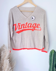 Pull beige vintage orange fluo - 𝐌𝐚𝐫𝐢𝐧𝐚𝟒𝟒𝐟𝐚𝐦𝐢𝐥𝐲