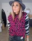 Pull chaud à imprimé léopard rose fuchsia - 𝐌𝐚𝐫𝐢𝐧𝐚𝟒𝟒𝐟𝐚𝐦𝐢𝐥𝐲