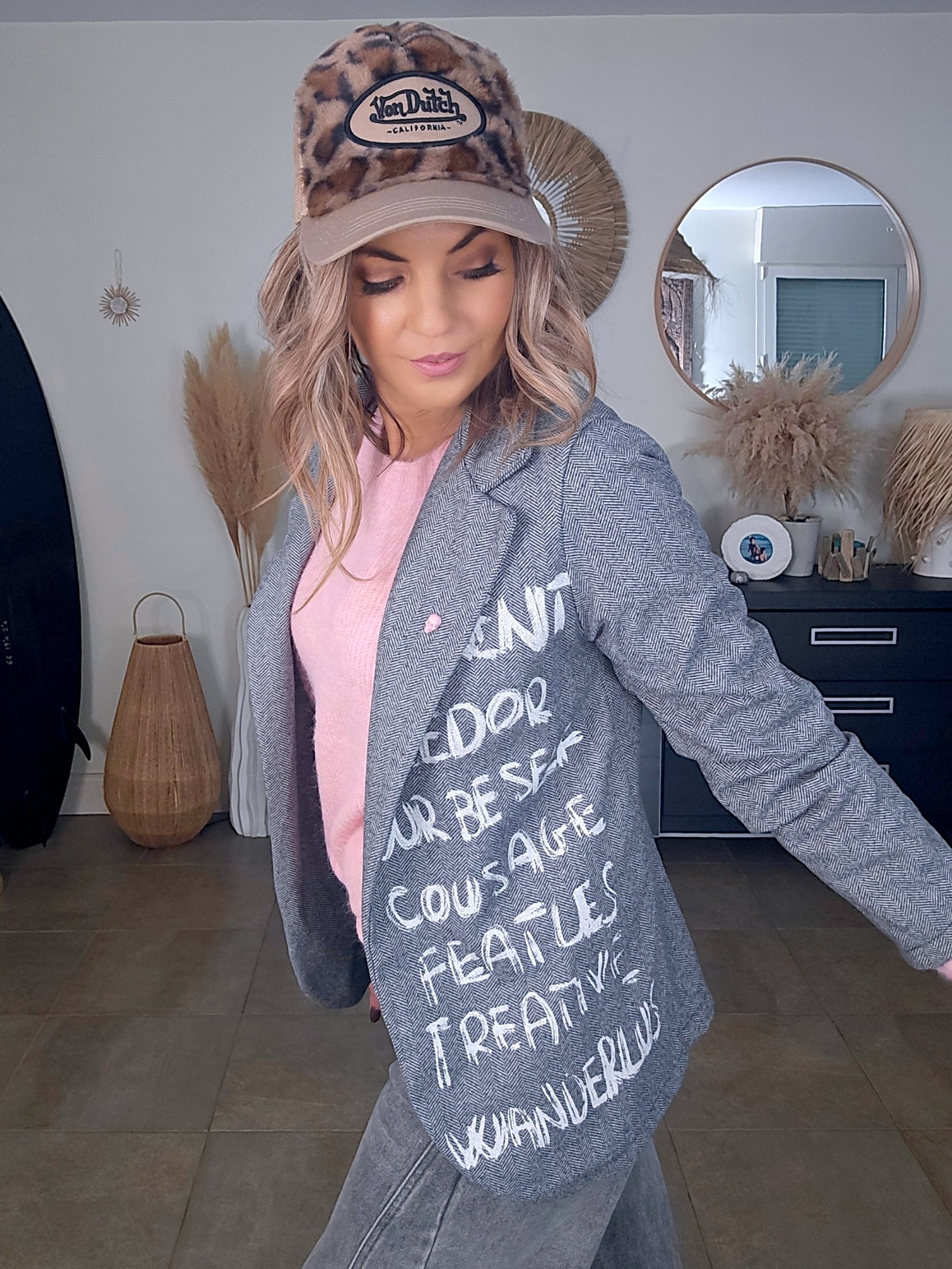 Veste à chevrons &amp; tags + pin's skull rose - 𝐌𝐚𝐫𝐢𝐧𝐚𝟒𝟒𝐟𝐚𝐦𝐢𝐥𝐲