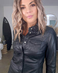 Chemise noire 100% cuir agneau