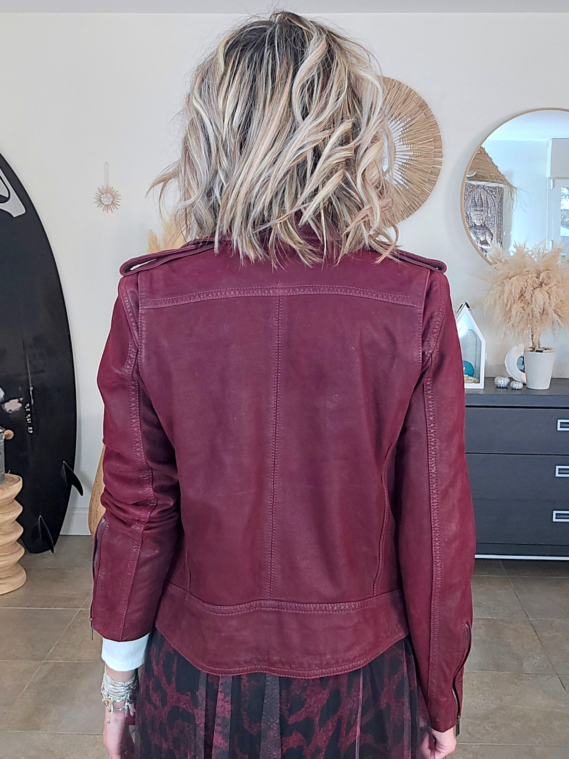 Perfecto aubergine 100% cuir - 𝐌𝐚𝐫𝐢𝐧𝐚𝟒𝟒𝐟𝐚𝐦𝐢𝐥𝐲