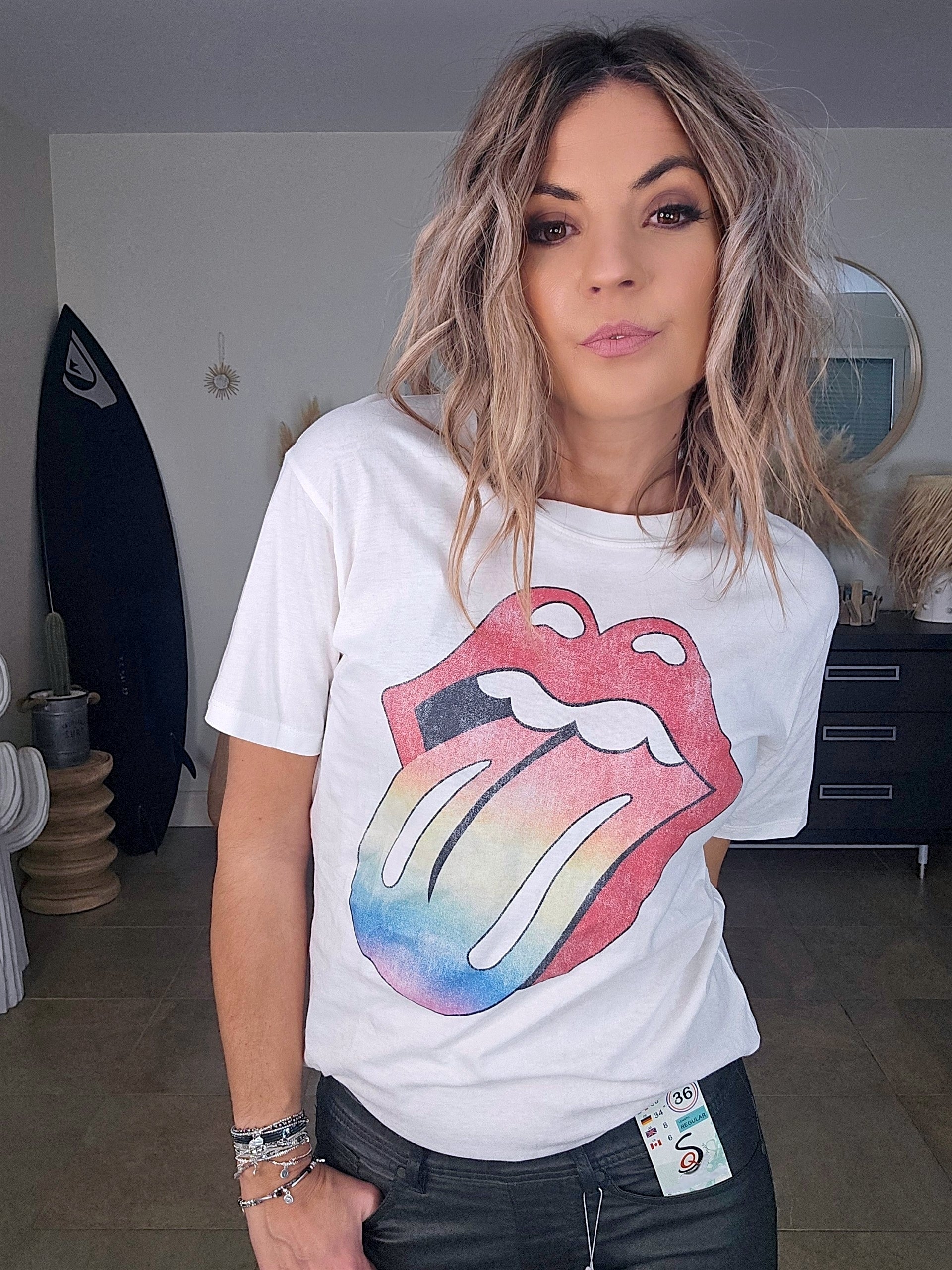 Tee-shirt blanc Rolling Stone - 𝐌𝐚𝐫𝐢𝐧𝐚𝟒𝟒𝐟𝐚𝐦𝐢𝐥𝐲