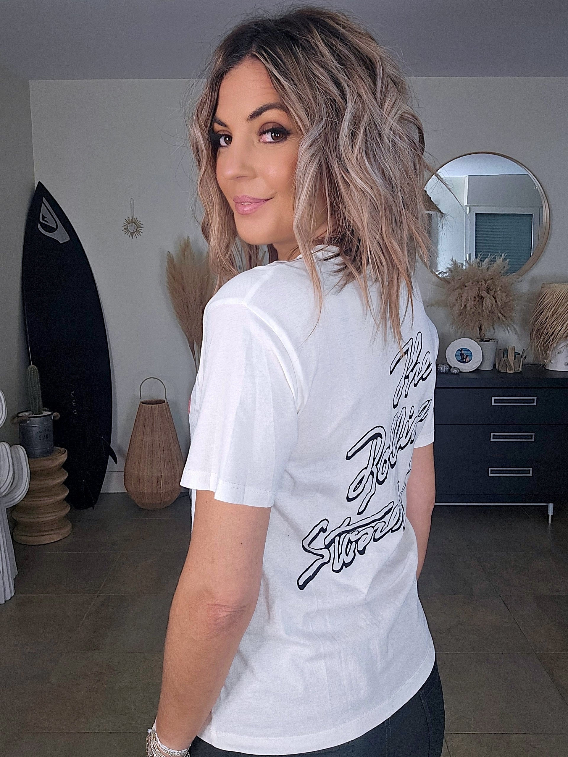 Tee-shirt blanc Rolling Stone - 𝐌𝐚𝐫𝐢𝐧𝐚𝟒𝟒𝐟𝐚𝐦𝐢𝐥𝐲