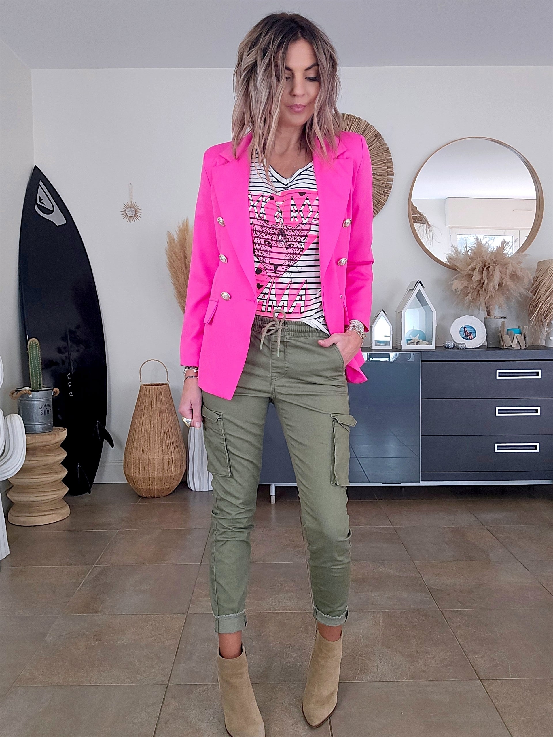T- shirt marinière Mama rose fluo - 𝐌𝐚𝐫𝐢𝐧𝐚𝟒𝟒𝐟𝐚𝐦𝐢𝐥𝐲