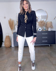 Veste cintrée noire à poignets sweat - 𝐌𝐚𝐫𝐢𝐧𝐚𝟒𝟒𝐟𝐚𝐦𝐢𝐥𝐲