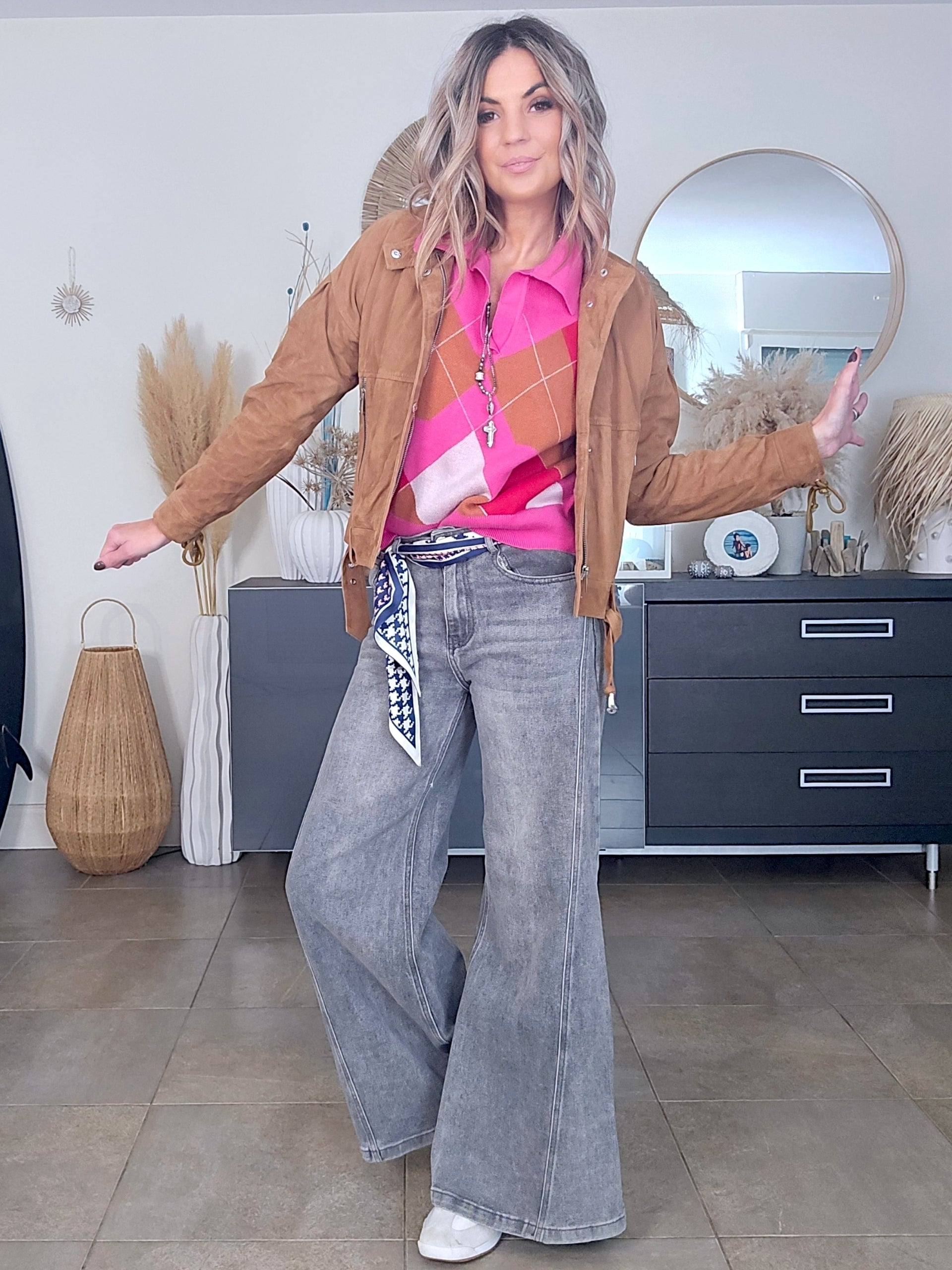 Blouson 100% cuir daim tabac - 𝐌𝐚𝐫𝐢𝐧𝐚𝟒𝟒𝐟𝐚𝐦𝐢𝐥𝐲