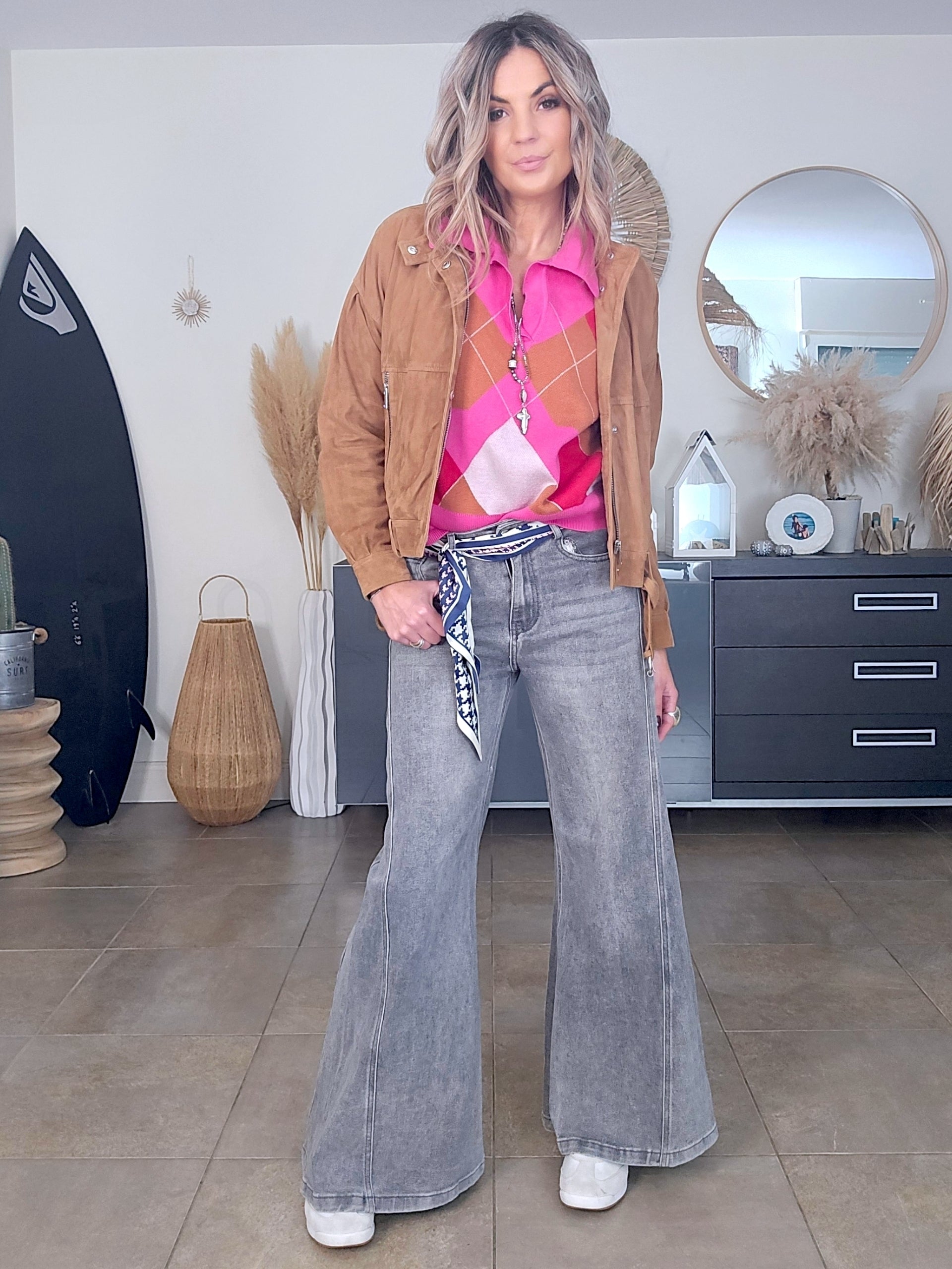 Blouson 100% cuir daim tabac - 𝐌𝐚𝐫𝐢𝐧𝐚𝟒𝟒𝐟𝐚𝐦𝐢𝐥𝐲