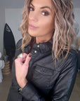 Chemise noire 100% cuir agneau