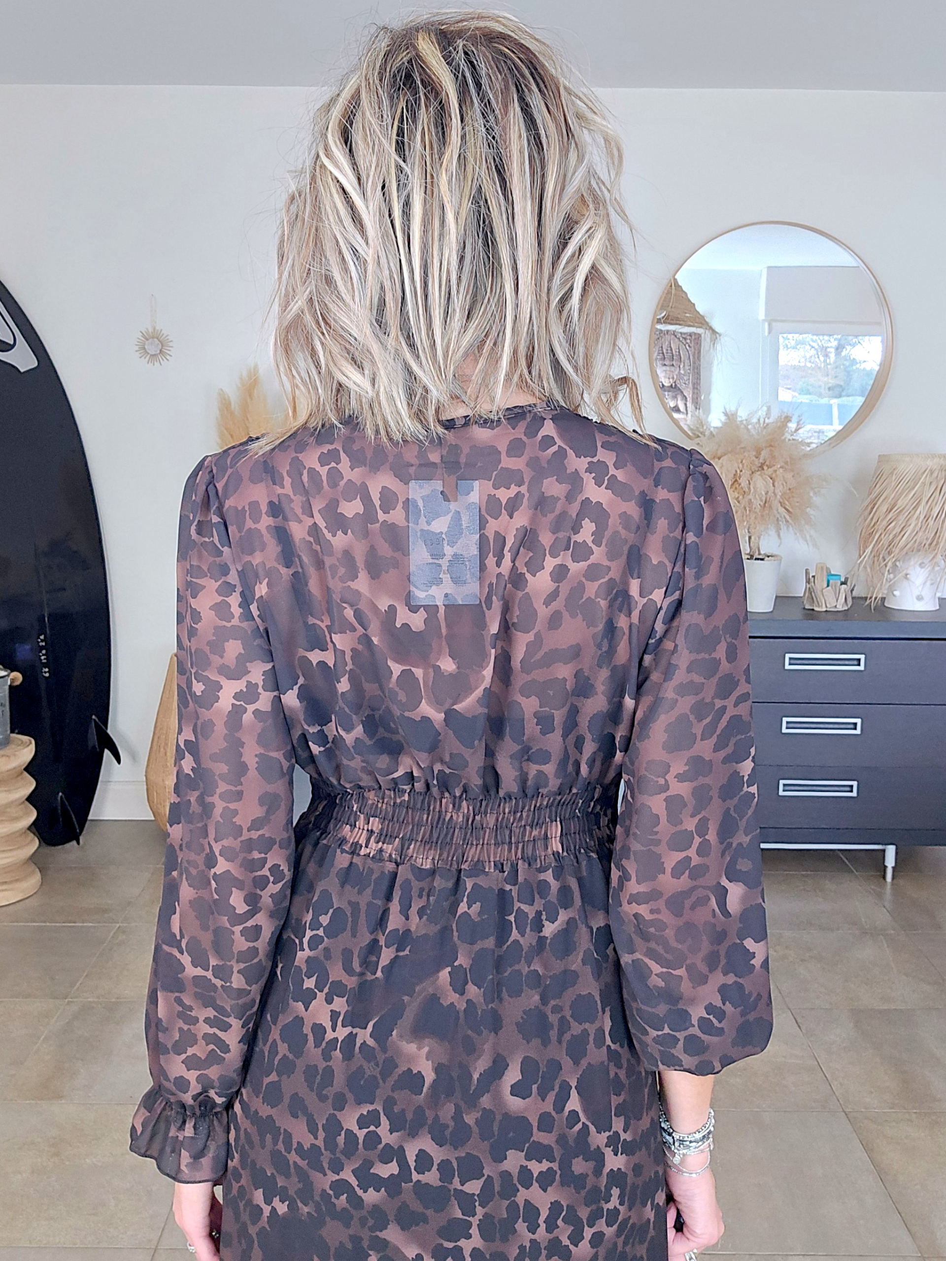 Robe 7/8è à imprimé léopard noir et marron - 𝐌𝐚𝐫𝐢𝐧𝐚𝟒𝟒𝐟𝐚𝐦𝐢𝐥𝐲