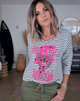 T- shirt marinière Mama rose fluo - 𝐌𝐚𝐫𝐢𝐧𝐚𝟒𝟒𝐟𝐚𝐦𝐢𝐥𝐲