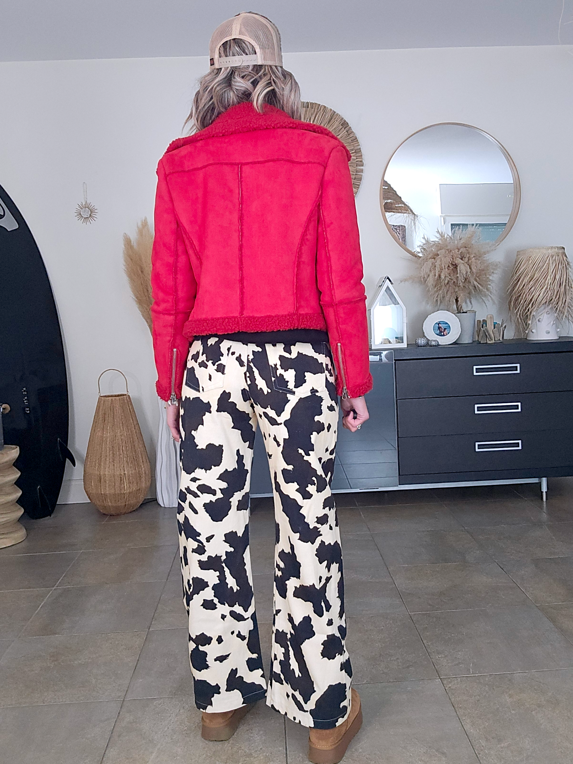 Pantalon en toile de coton imprimé animal