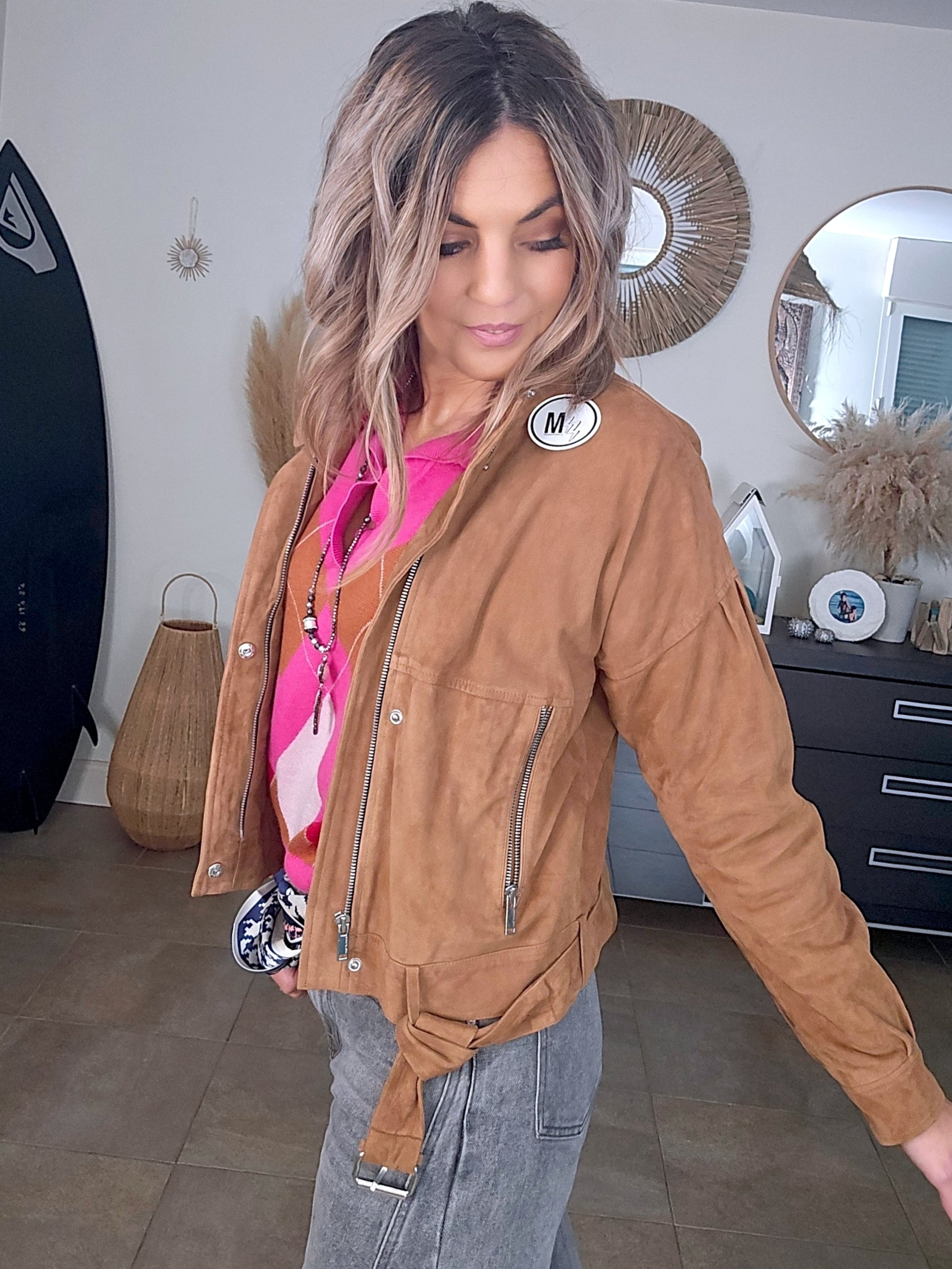 Blouson 100% cuir daim tabac - 𝐌𝐚𝐫𝐢𝐧𝐚𝟒𝟒𝐟𝐚𝐦𝐢𝐥𝐲