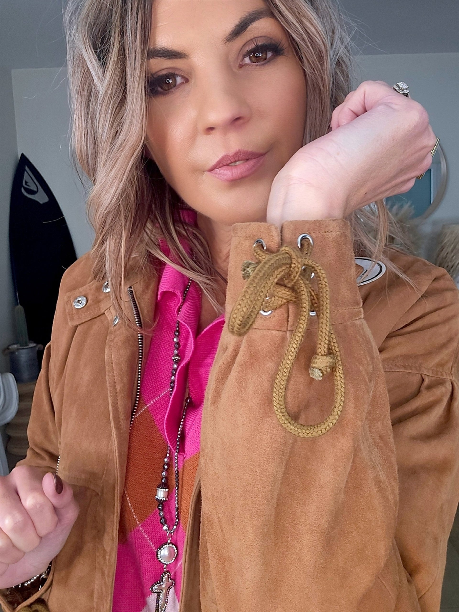 Blouson 100% cuir daim tabac - 𝐌𝐚𝐫𝐢𝐧𝐚𝟒𝟒𝐟𝐚𝐦𝐢𝐥𝐲