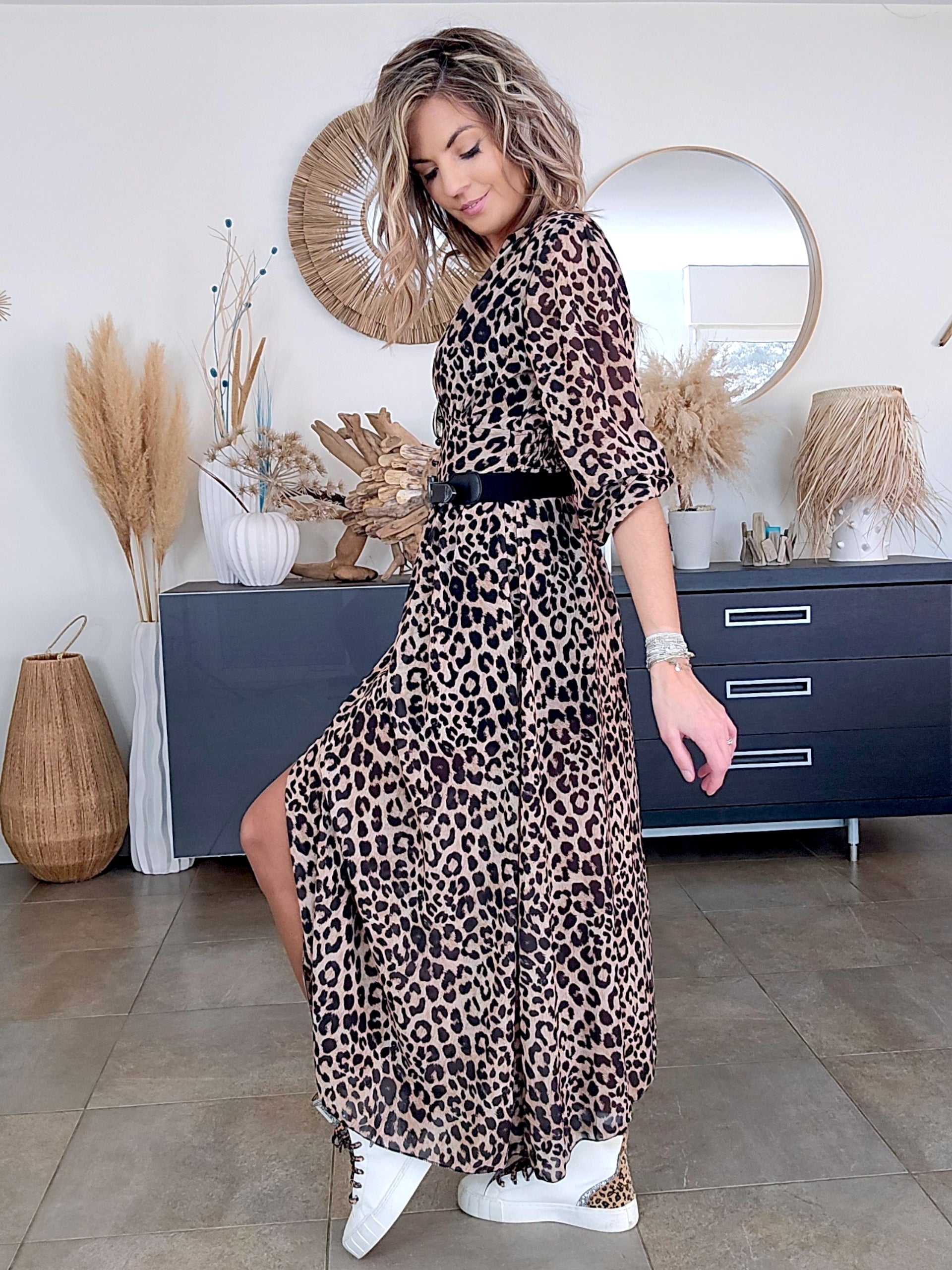 Robe 7/8è  imprimé léopard - 𝐌𝐚𝐫𝐢𝐧𝐚𝟒𝟒𝐟𝐚𝐦𝐢𝐥𝐲