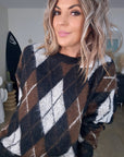 Pull à damiers marron - 𝐌𝐚𝐫𝐢𝐧𝐚𝟒𝟒𝐟𝐚𝐦𝐢𝐥𝐲