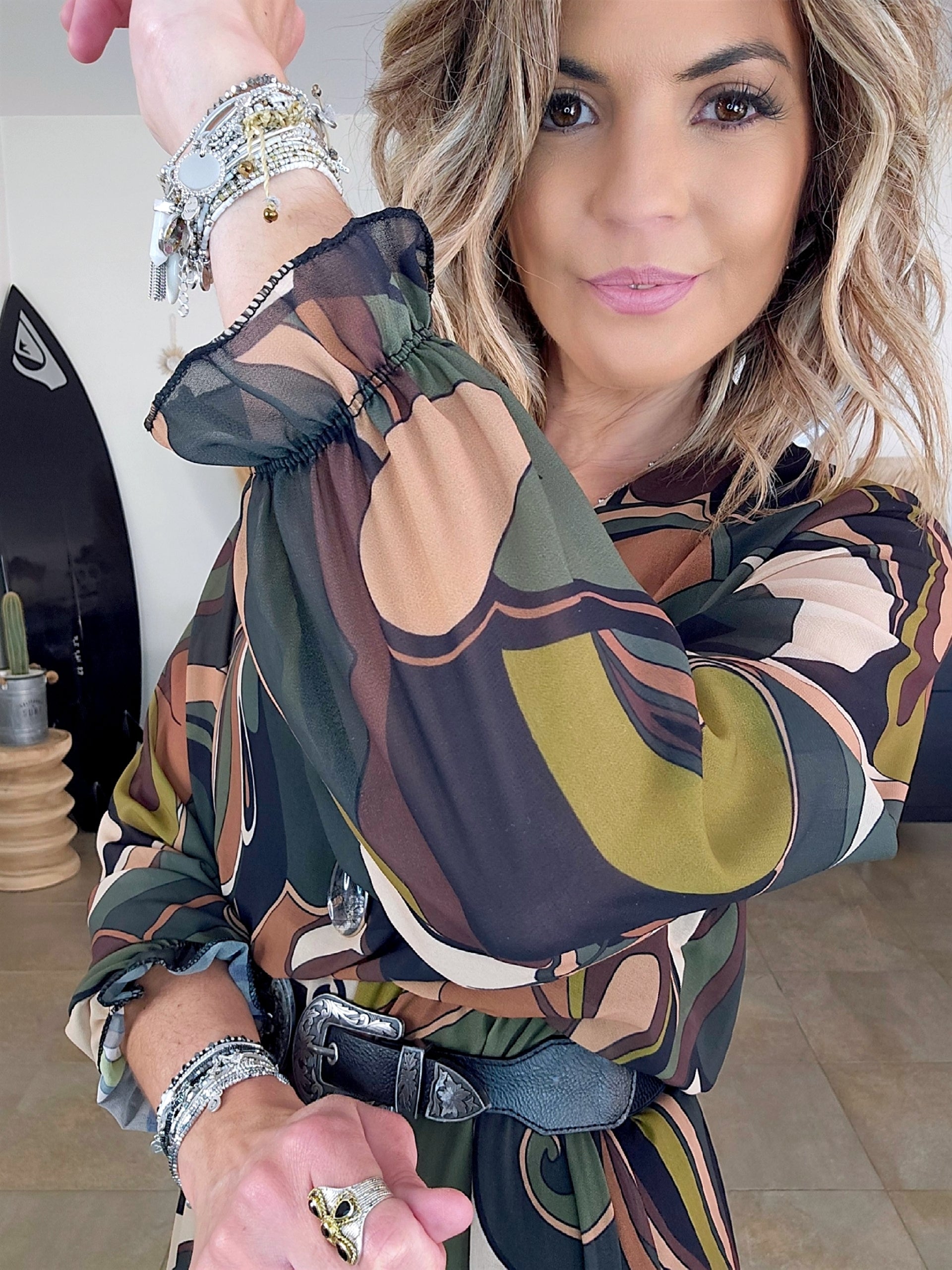 Robe kaki 7/8è à imprimé - 𝐌𝐚𝐫𝐢𝐧𝐚𝟒𝟒𝐟𝐚𝐦𝐢𝐥𝐲
