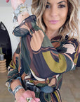 Robe kaki 7/8è à imprimé - 𝐌𝐚𝐫𝐢𝐧𝐚𝟒𝟒𝐟𝐚𝐦𝐢𝐥𝐲
