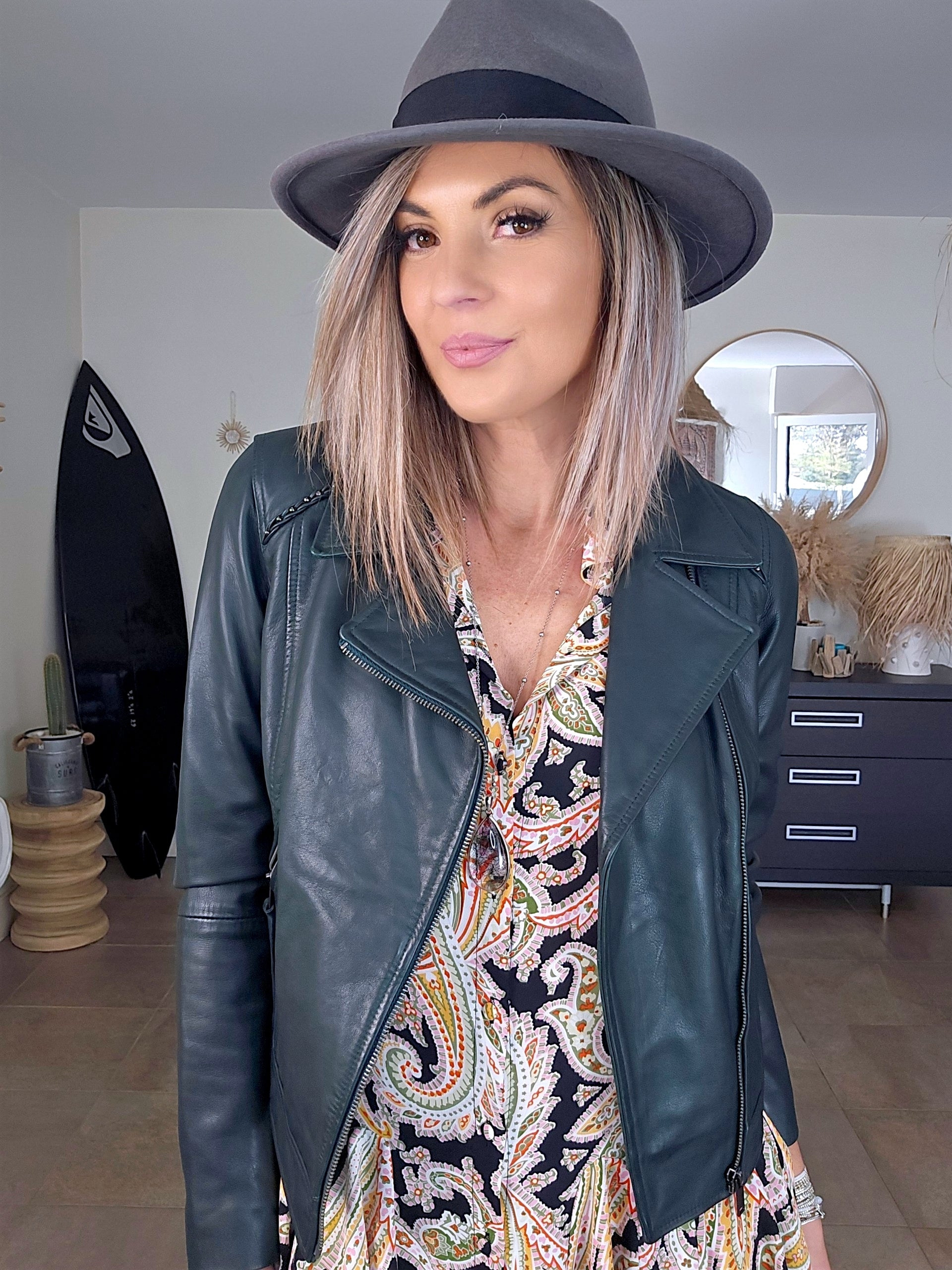 Perfecto vert 100% cuir - 𝐌𝐚𝐫𝐢𝐧𝐚𝟒𝟒𝐟𝐚𝐦𝐢𝐥𝐲