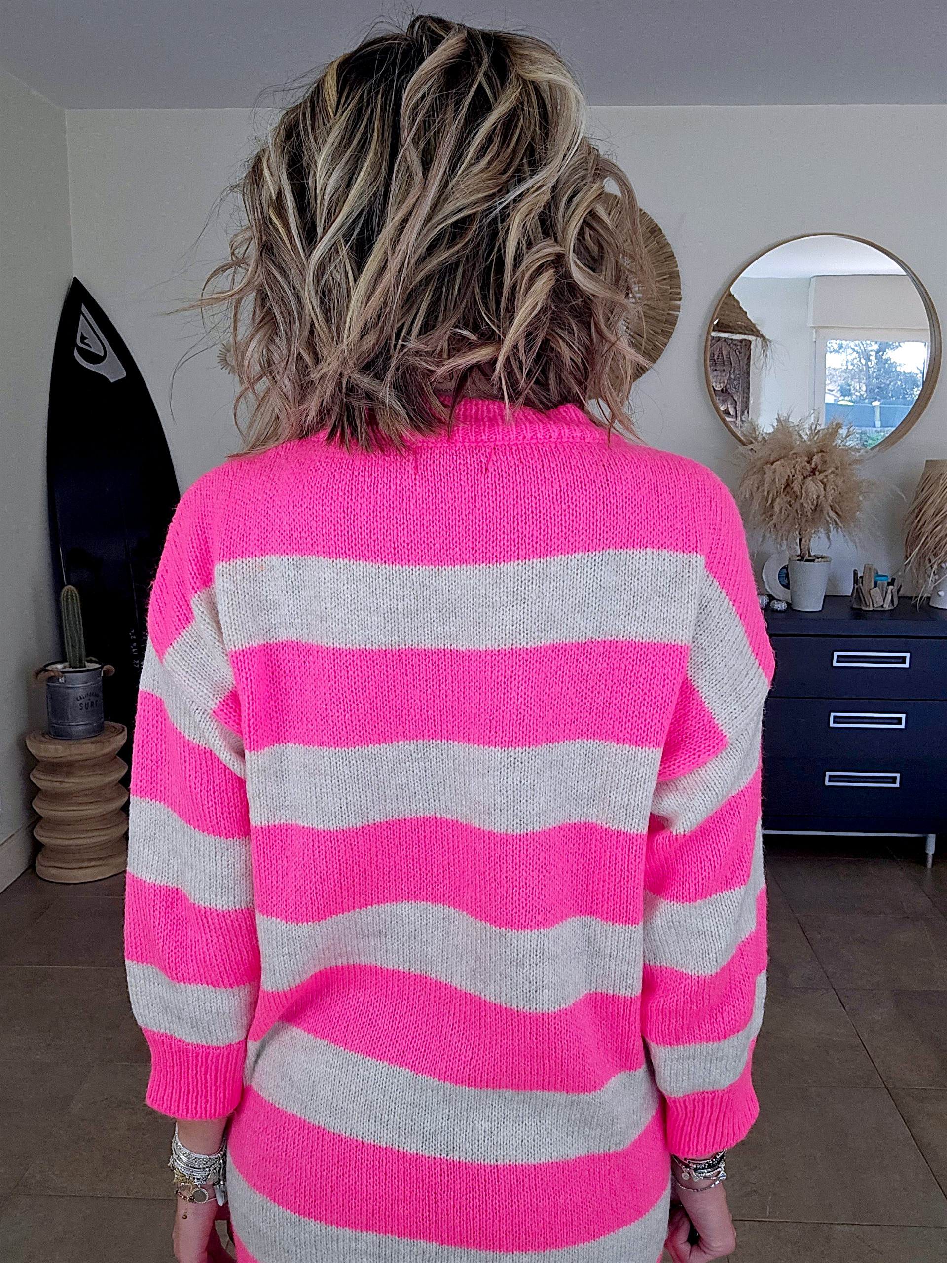 Robe pull rayé rose fluo - 𝐌𝐚𝐫𝐢𝐧𝐚𝟒𝟒𝐟𝐚𝐦𝐢𝐥𝐲